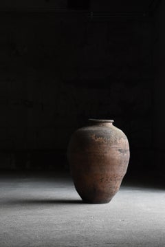 Japanese Old Pottery 1800s-1860s/Antique Flower Vase Vessel Jar Wabisabi