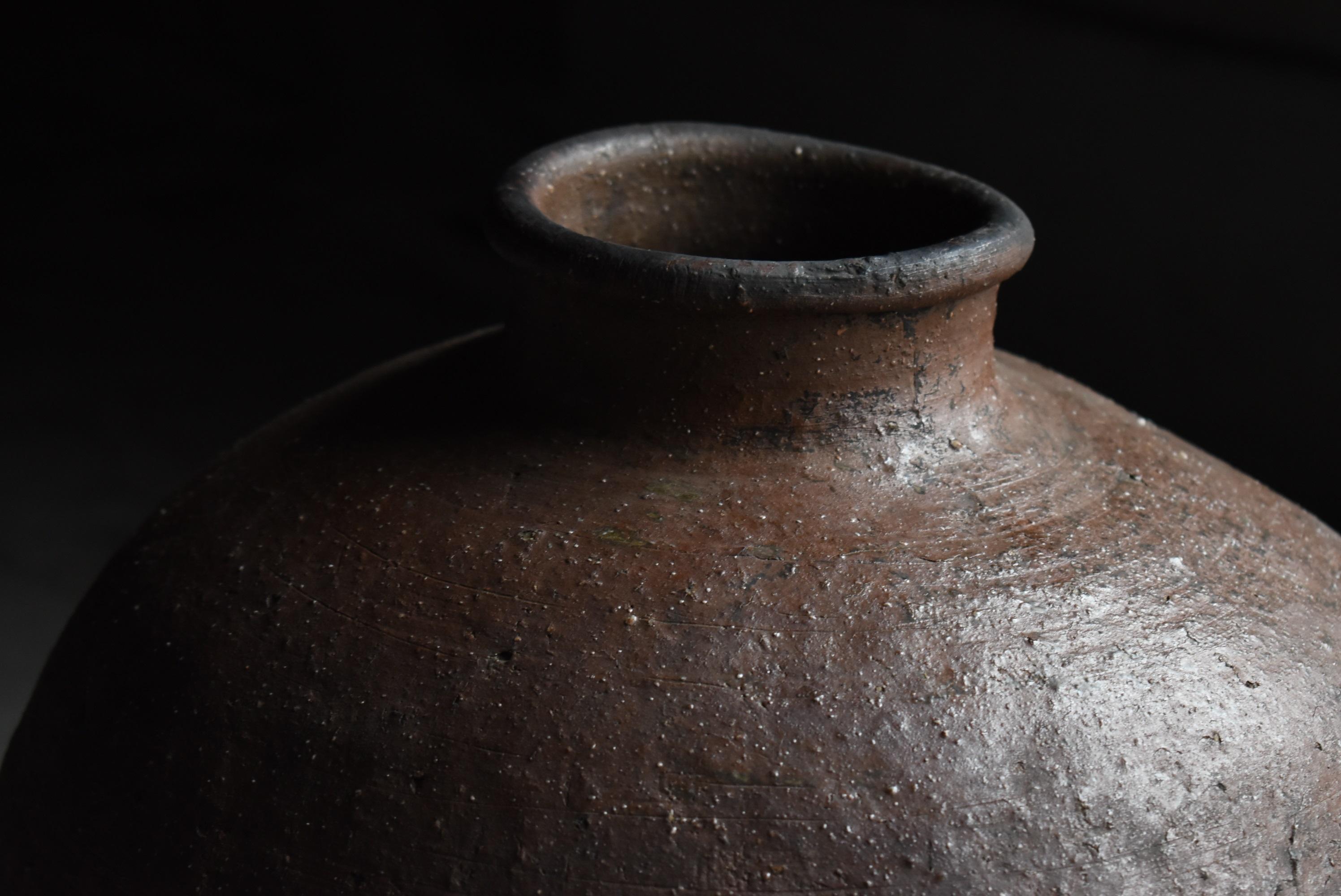 Edo Japanese Old Pottery 1800s-1860s/Antique Flower Vase Vessel Jar Wabisabi Tsubo