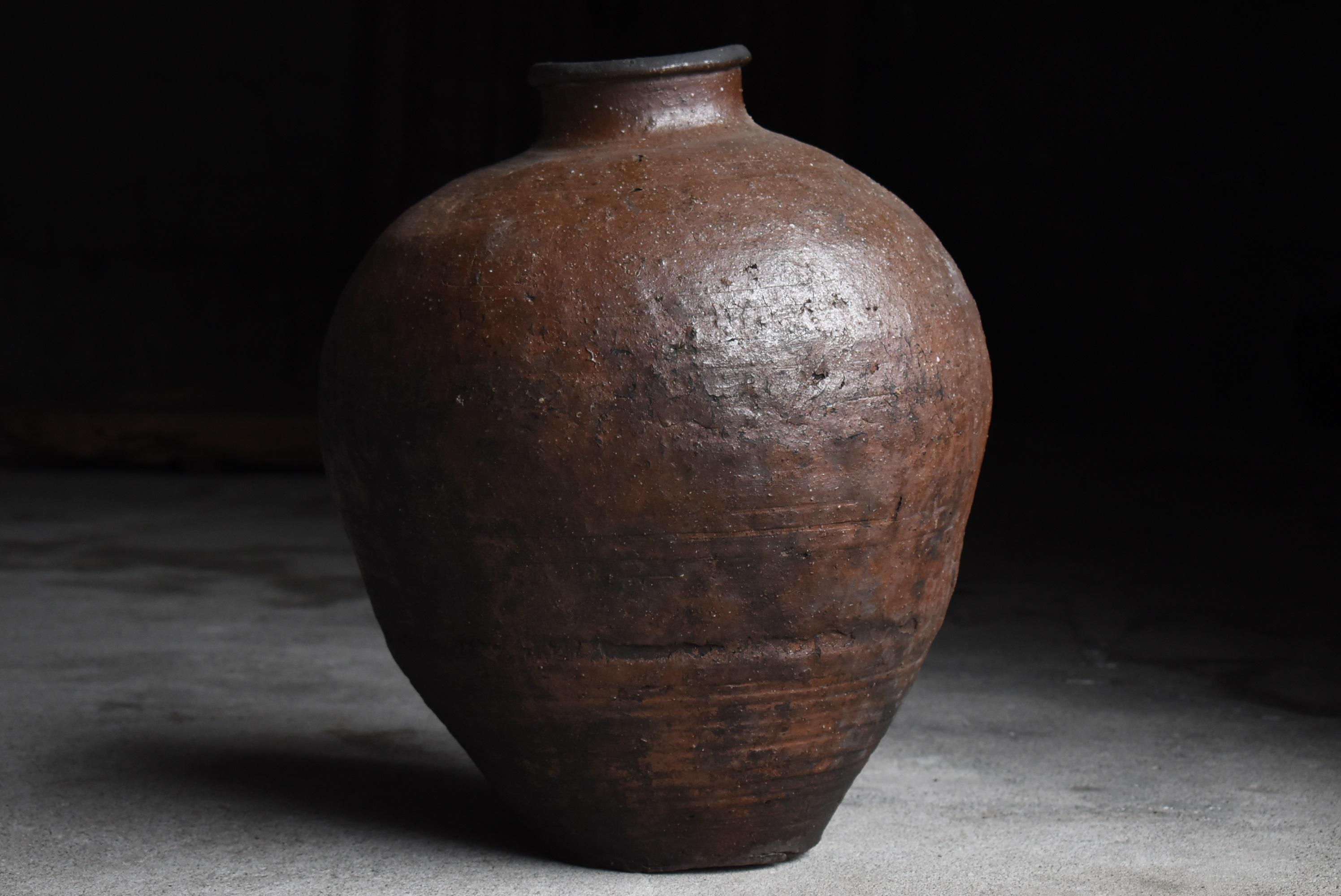 20th Century Japanese Old Pottery 1800s-1860s/Antique Flower Vase Vessel Jar Wabisabi Tsubo