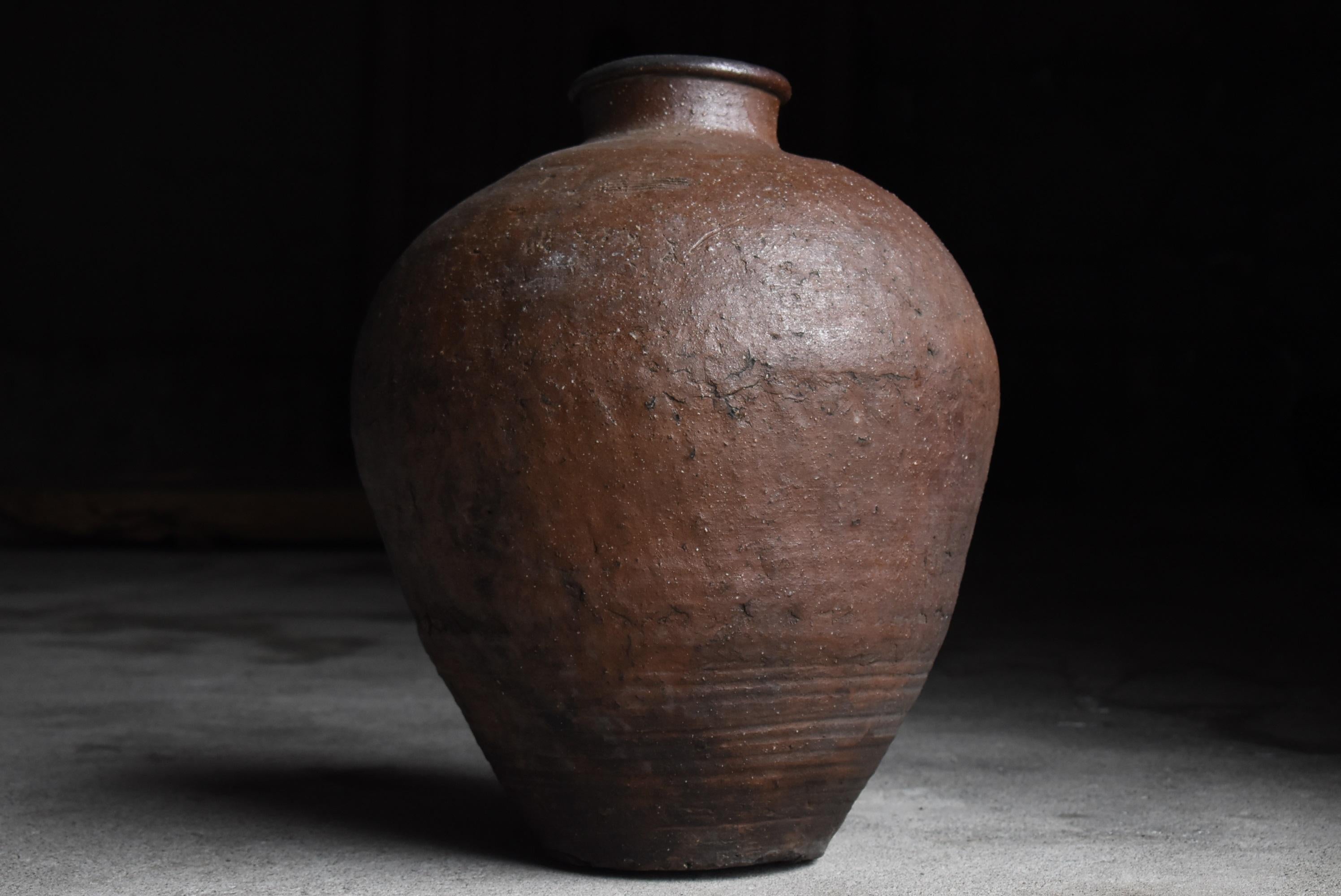 Japanese Old Pottery 1800s-1860s/Antique Flower Vase Vessel Jar Wabisabi Tsubo 2