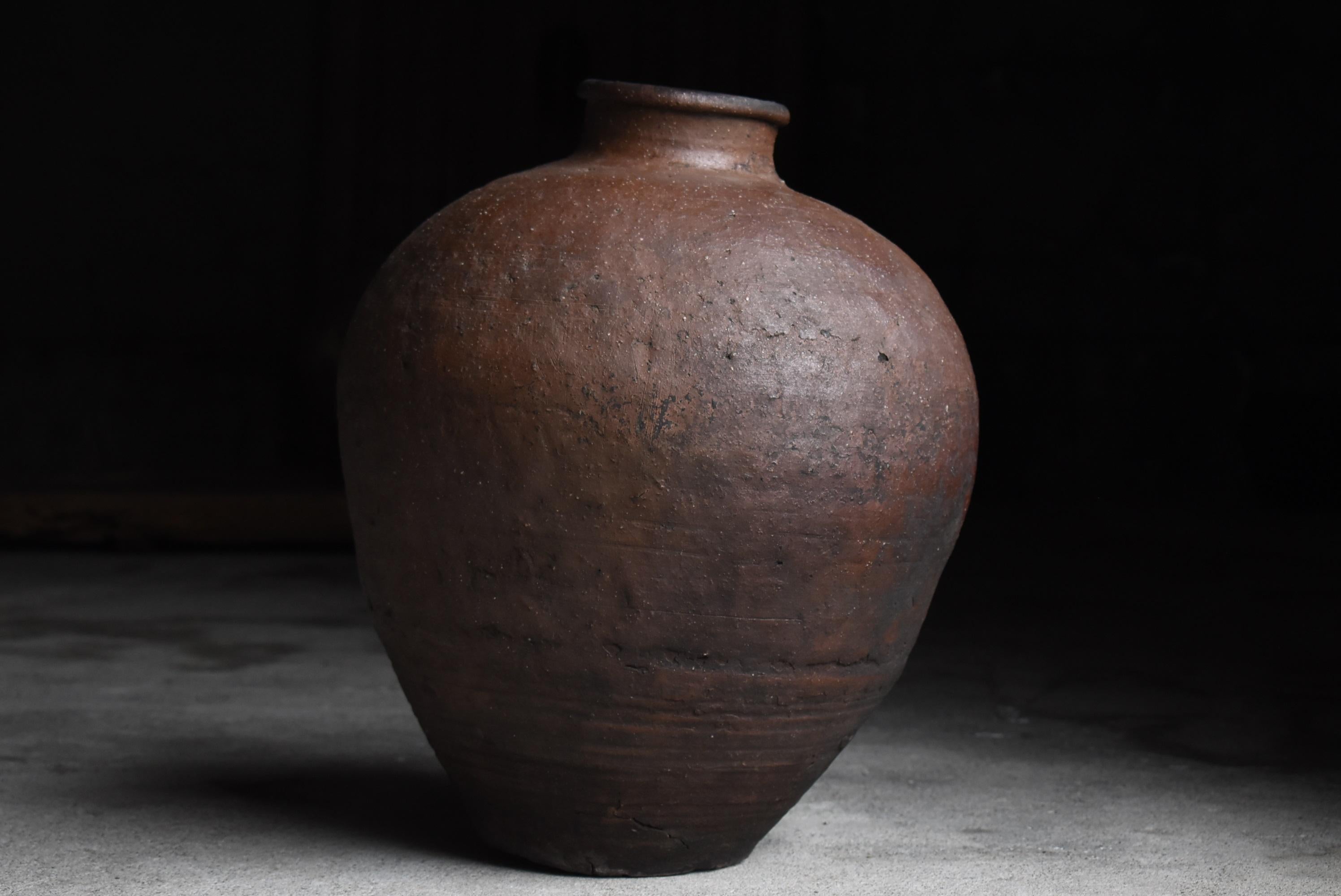 Japanese Old Pottery 1800s-1860s/Antique Flower Vase Vessel Jar Wabisabi Tsubo 3