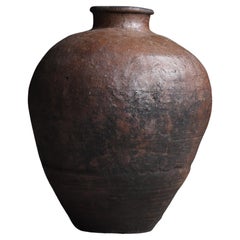 Japanese Old Pottery 1800s-1860s/Antique Flower Vase Vessel Jar Wabisabi Tsubo