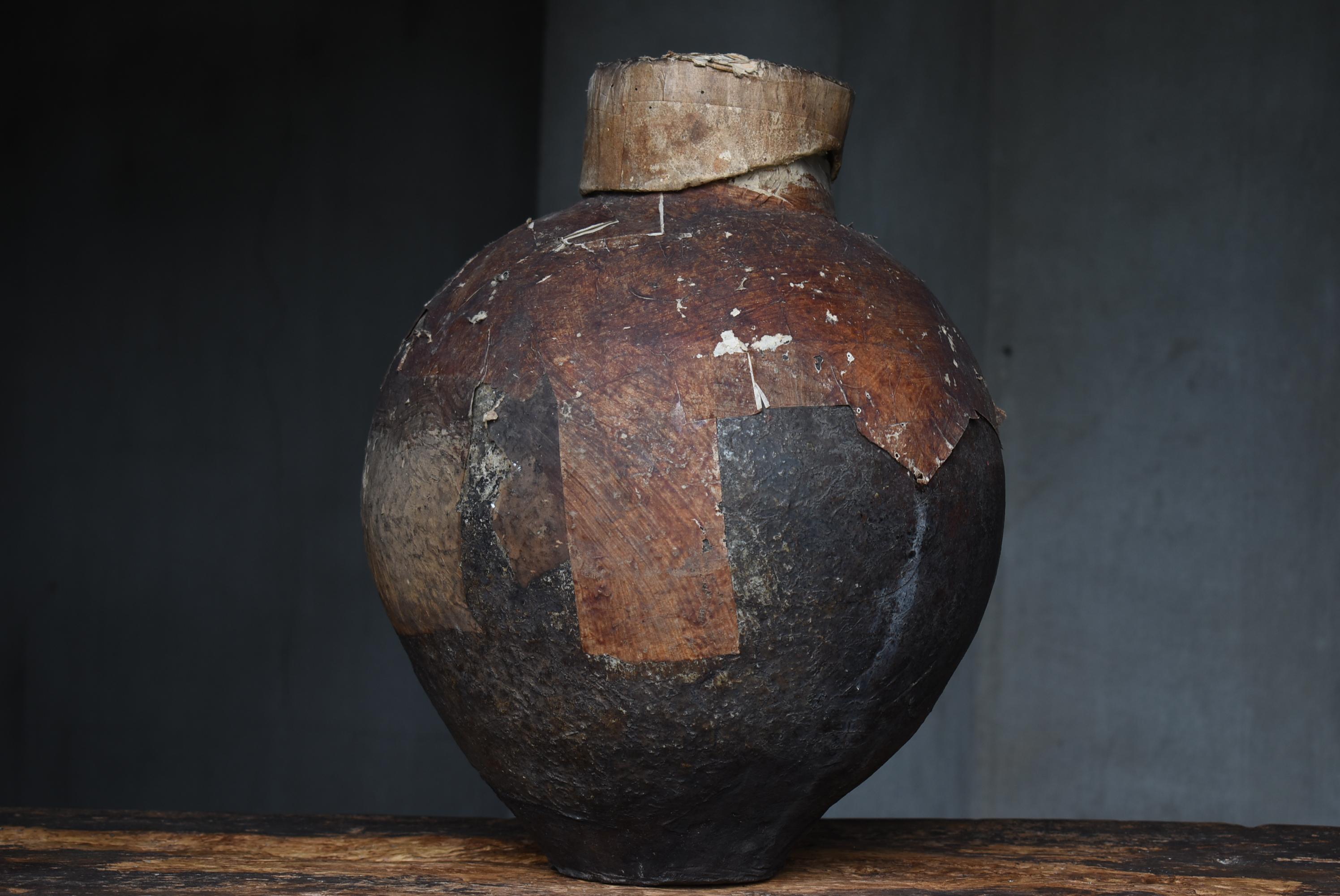 Japanese Old Pottery 1800s-1860s/Antique Vessel Flower Vase Wabisabi Tsubo Jar 5