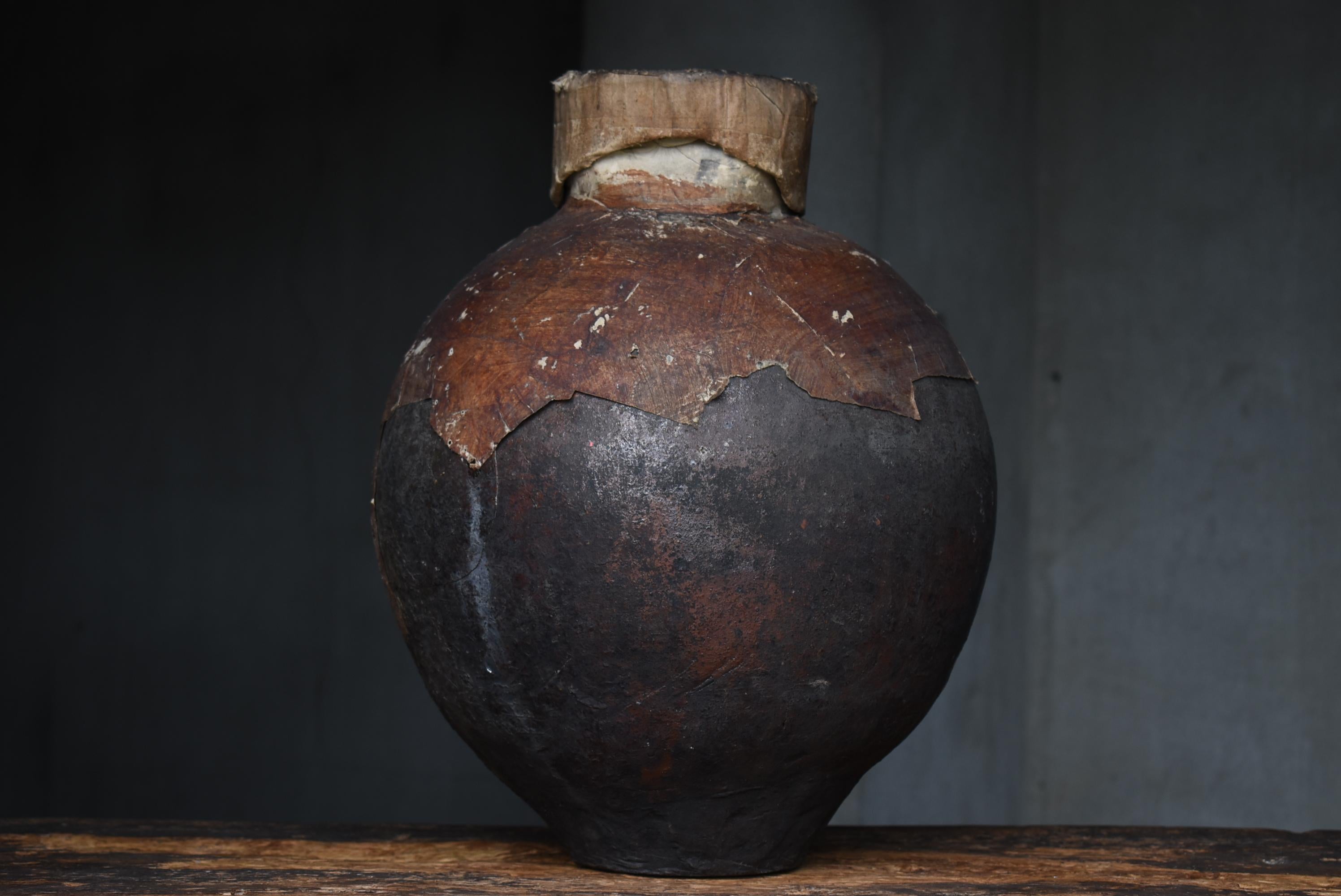 Japanese Old Pottery 1800s-1860s/Antique Vessel Flower Vase Wabisabi Tsubo Jar 6