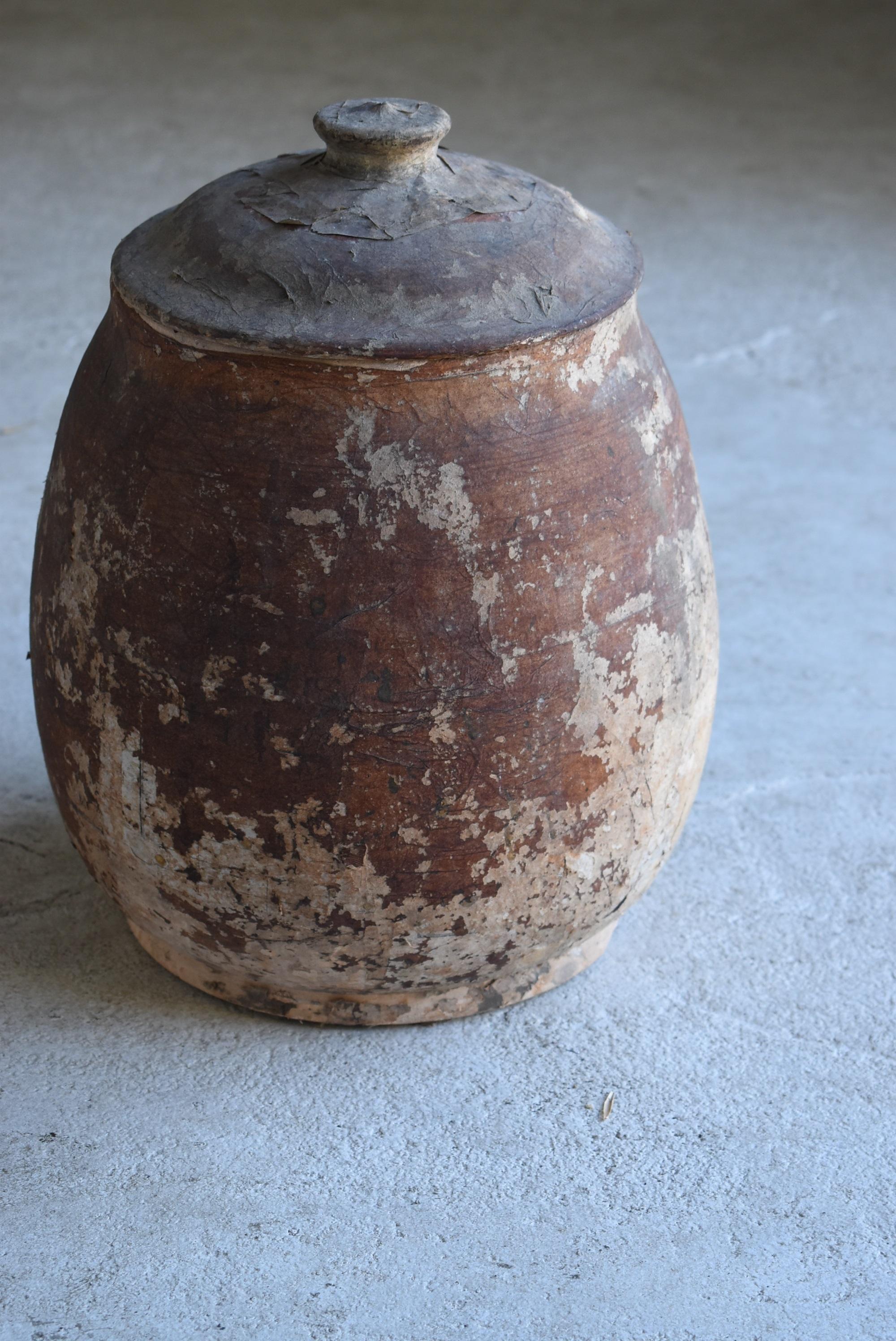 Japanese Old Pottery 1800s-1860s/Antique Vessel Flower Vase Wabisabi Tsubo Jar 7
