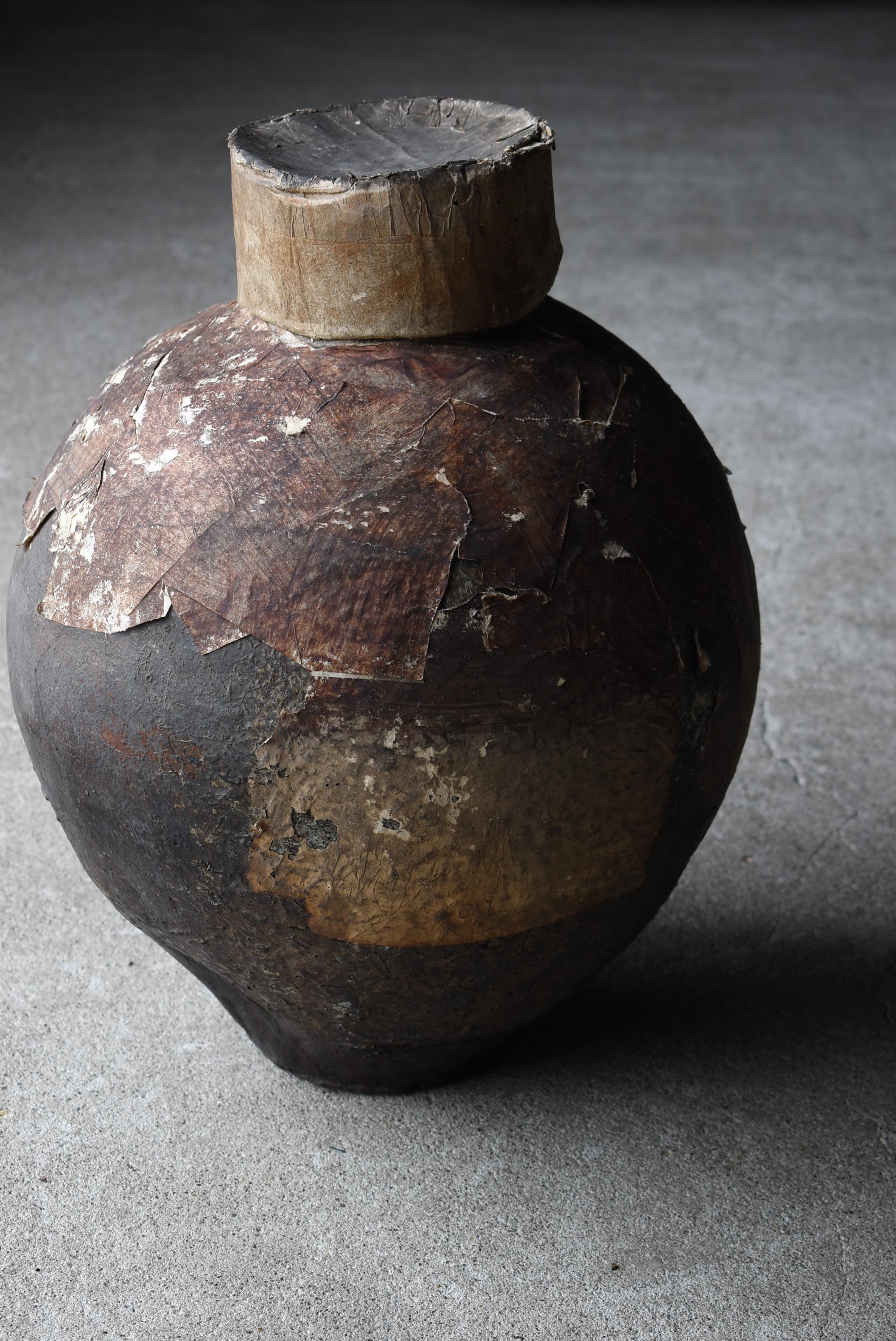 Japanese Old Pottery 1800s-1860s/Antique Vessel Flower Vase Wabisabi Tsubo Jar 10