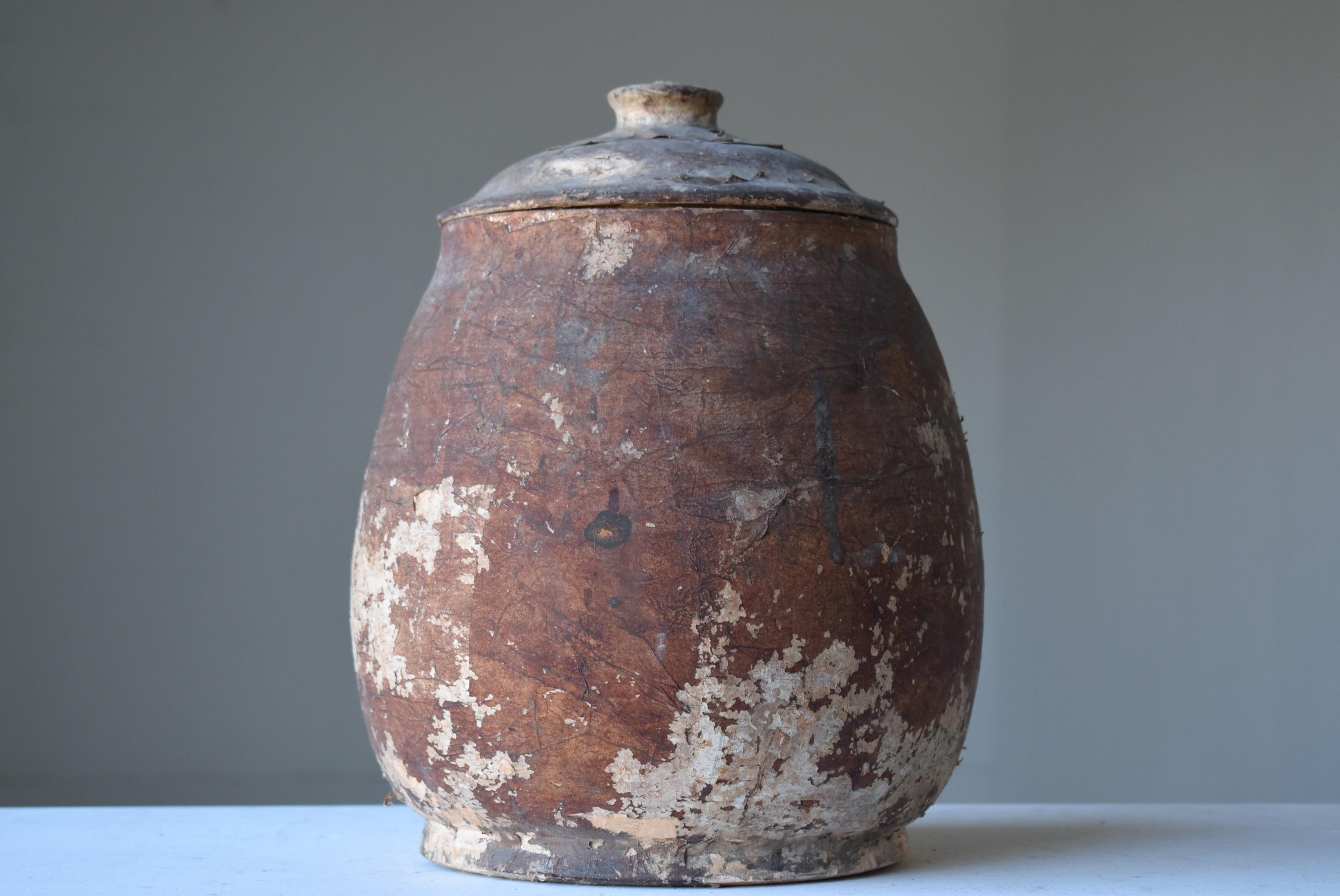 Japanese Old Pottery 1800s-1860s/Antique Vessel Flower Vase Wabisabi Tsubo Jar In Good Condition In Sammu-shi, Chiba