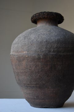 Japanese Old Pottery 1800s-1860s Tsubo/Antique Flower Vase Jar Ceramic Wabisabi