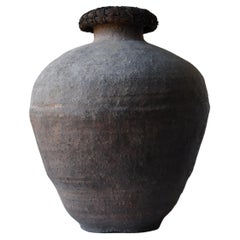 Japanese Old Pottery 1800s-1860s Tsubo/Antique Flower Vase Jar Ceramic Wabisabi