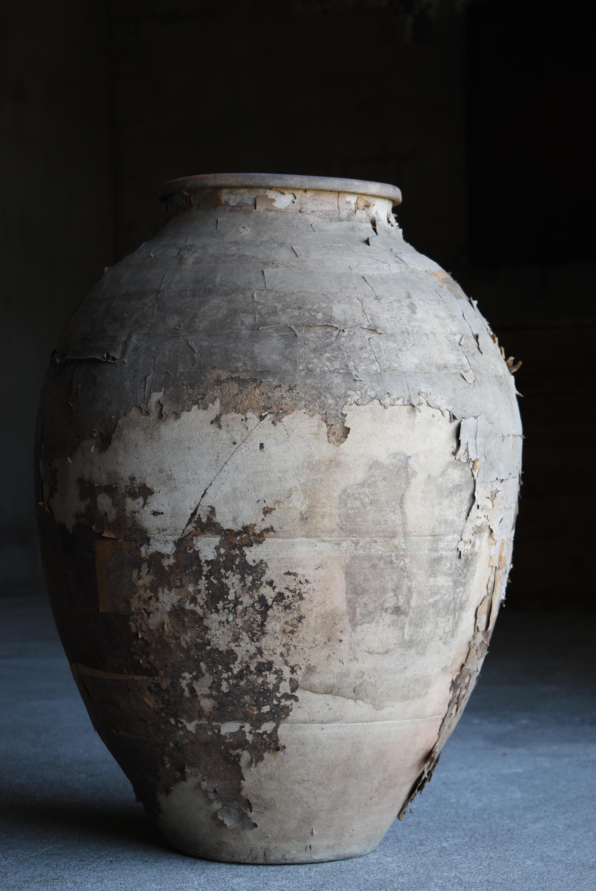 Japanese Old Pottery 1800s-1900s/Antique Flower Vase Vessel Jar Wabisabi Art 7