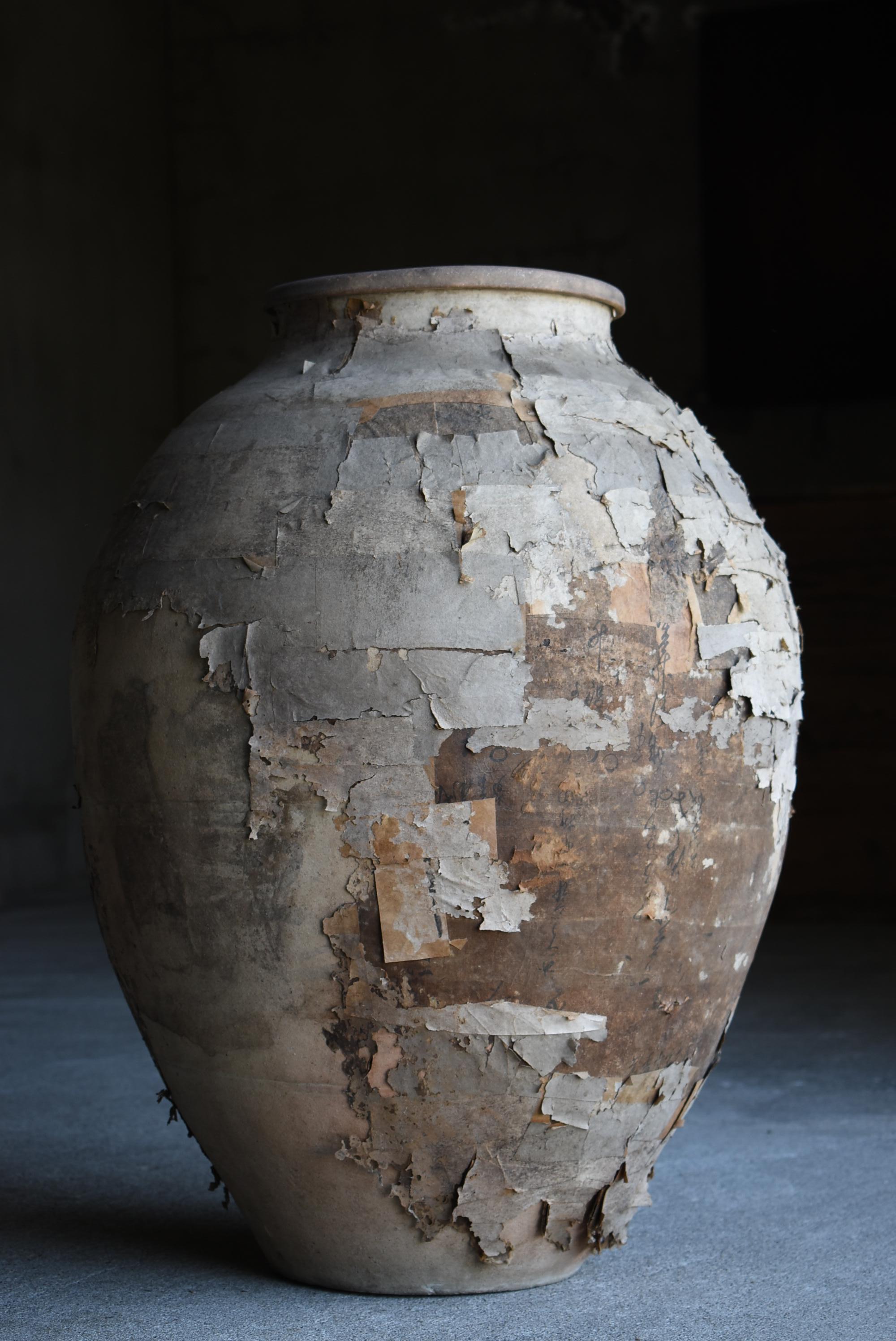 Japanese Old Pottery 1800s-1900s/Antique Flower Vase Vessel Jar Wabisabi Art 10