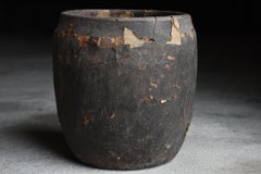 Japanese Old Pottery 1800s-1900s/Antique Flower Vase Vessel Jar Wabisabi Art