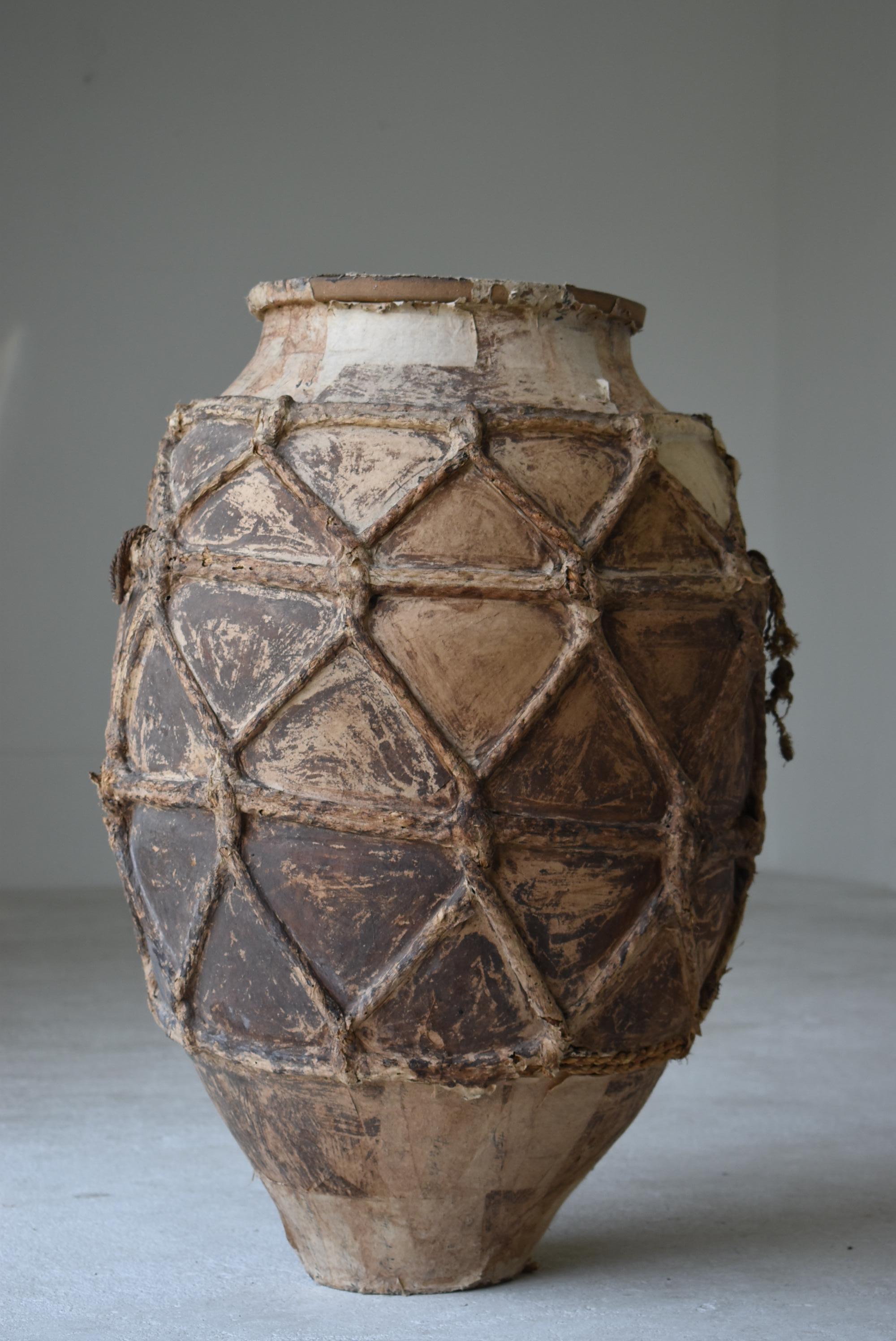 Japanese Old Pottery 1800s-1900s/Antique Flower Vase Vessel Jar Wabisabi Art 3