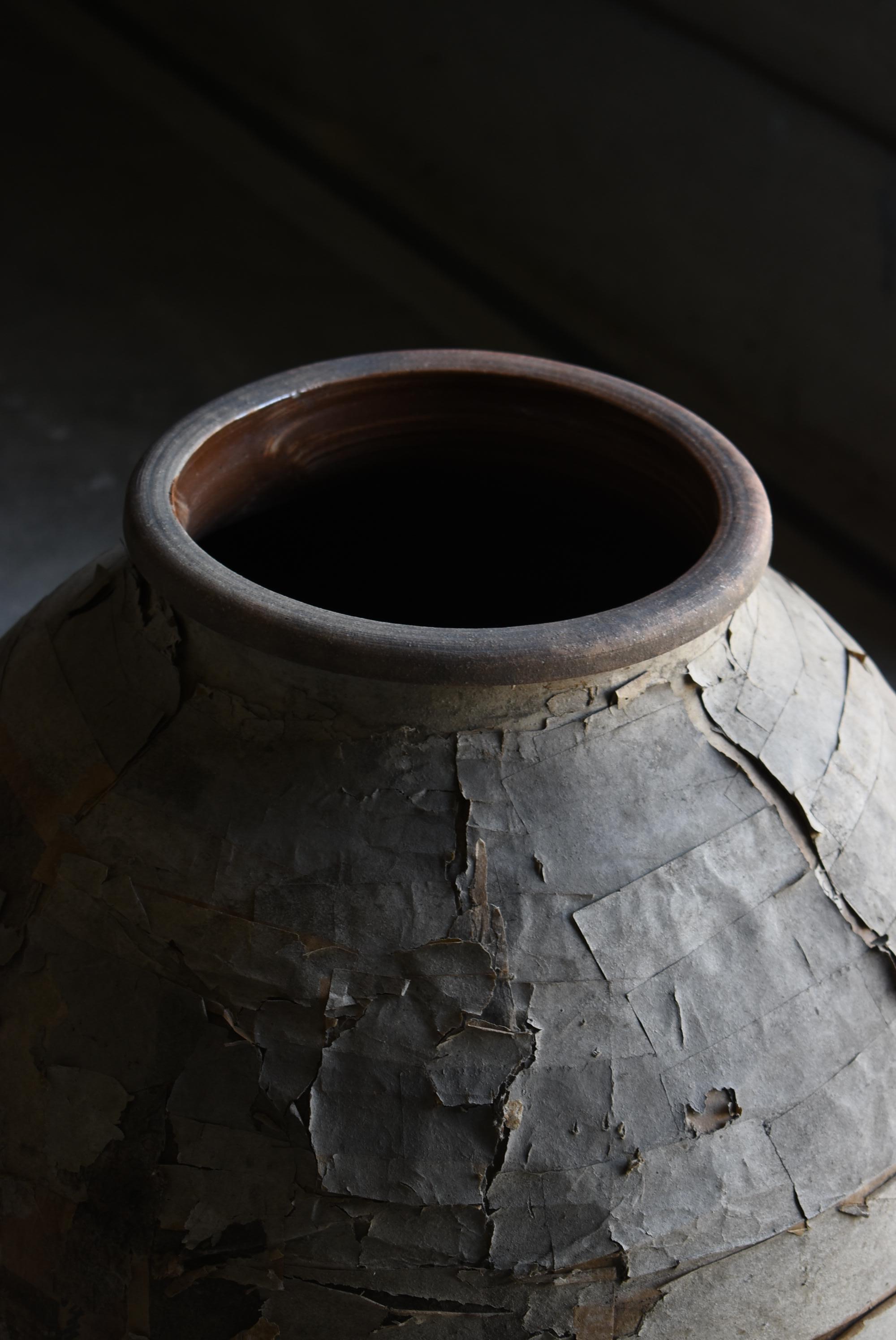 Japanese Old Pottery 1800s-1900s/Antique Flower Vase Vessel Jar Wabisabi Art 4