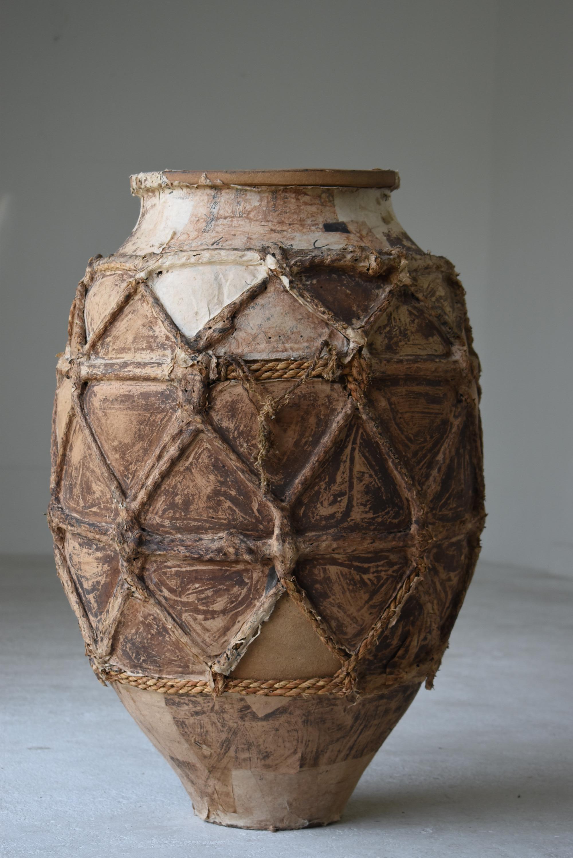 Japanese Old Pottery 1800s-1900s/Antique Flower Vase Vessel Jar Wabisabi Art 4