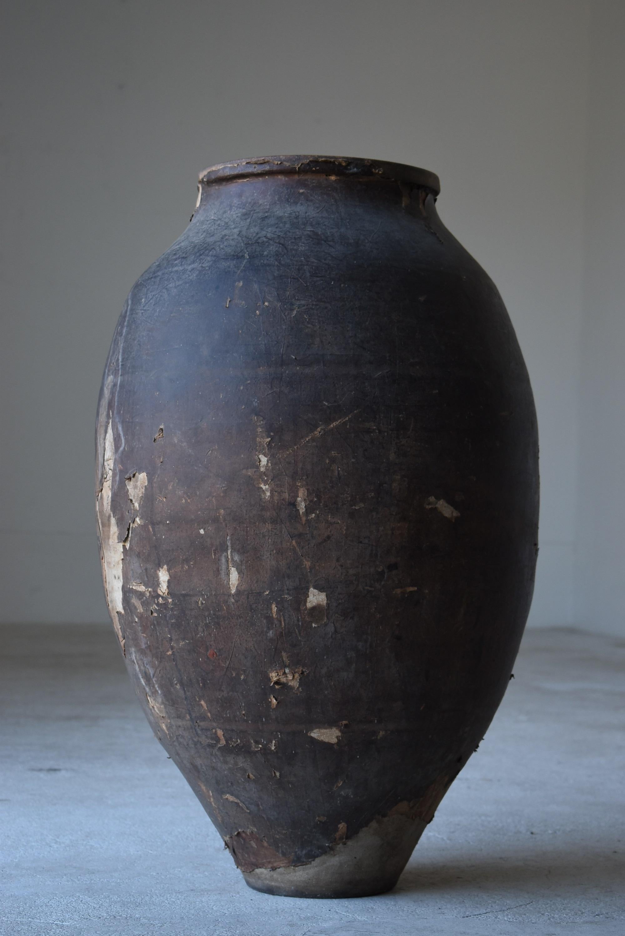 Japanese Old Pottery 1800s-1900s /Antique Tsubo Vessel Jar Flower Vase Wabisabi 5