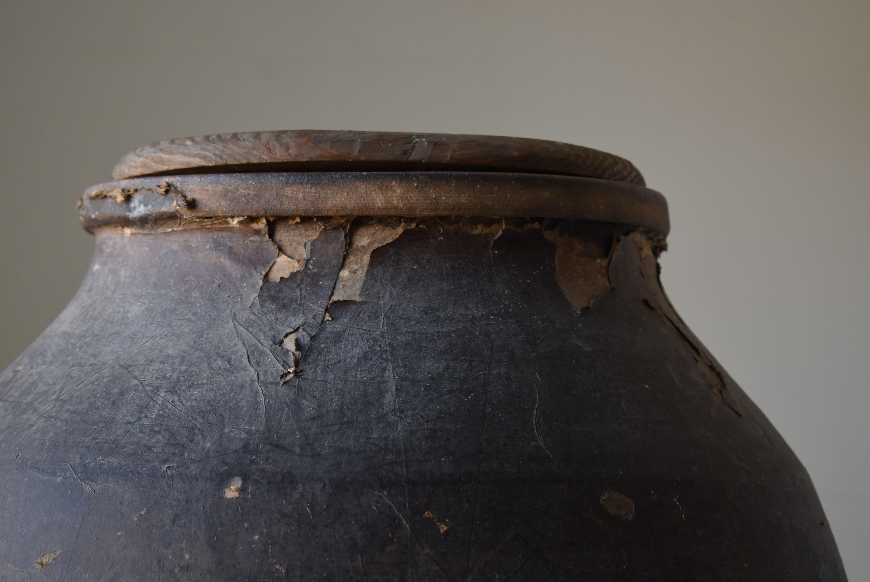 19th Century Japanese Old Pottery 1800s-1900s /Antique Tsubo Vessel Jar Flower Vase Wabisabi
