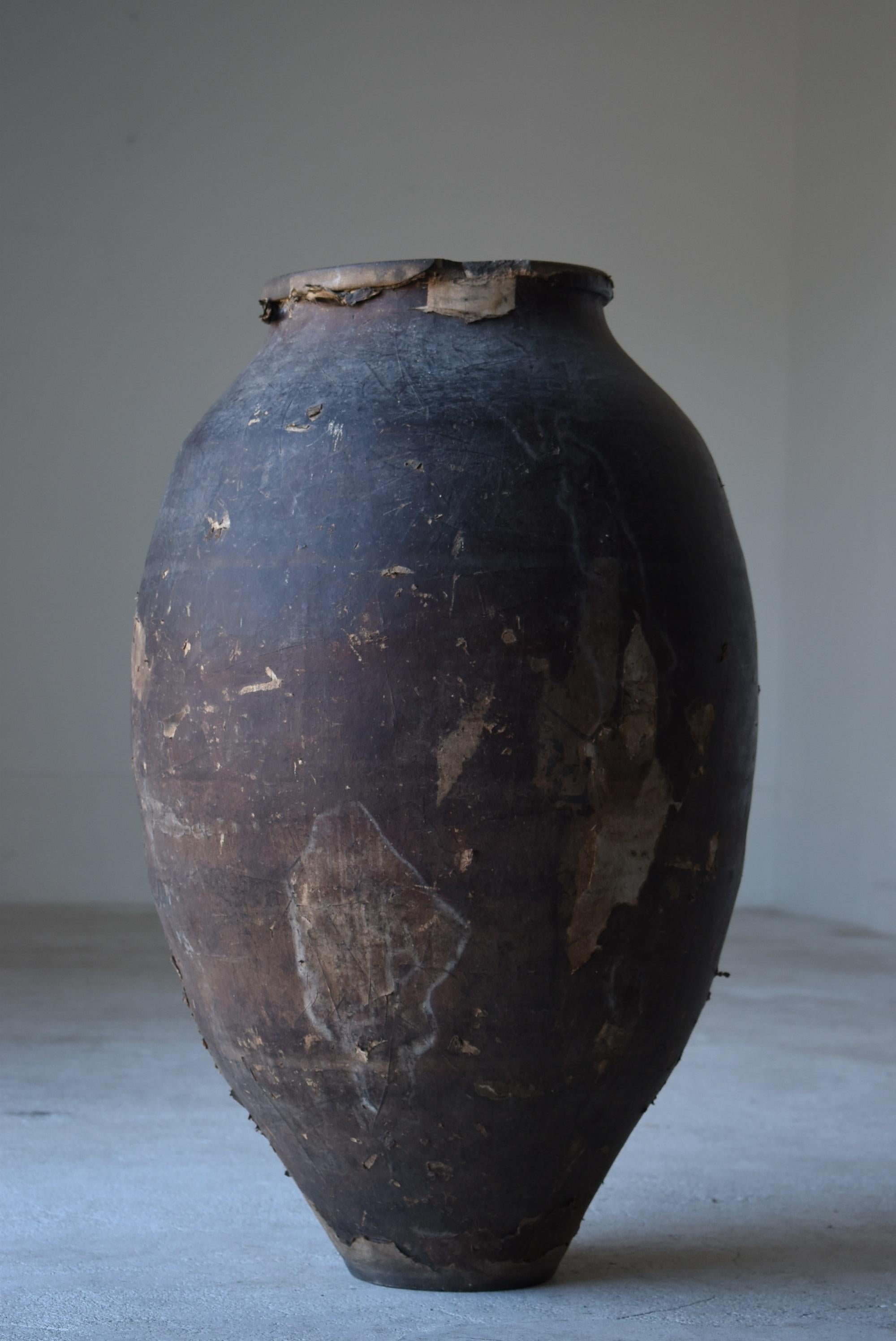 Japanese Old Pottery 1800s-1900s /Antique Tsubo Vessel Jar Flower Vase Wabisabi 4