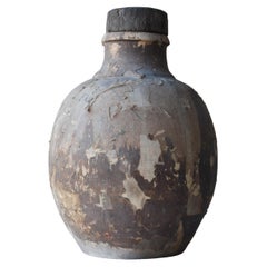 Japanese Old Pottery 1800s-1900s/Antique Vessel Flower Vase Wabisabi Tsubo Jar