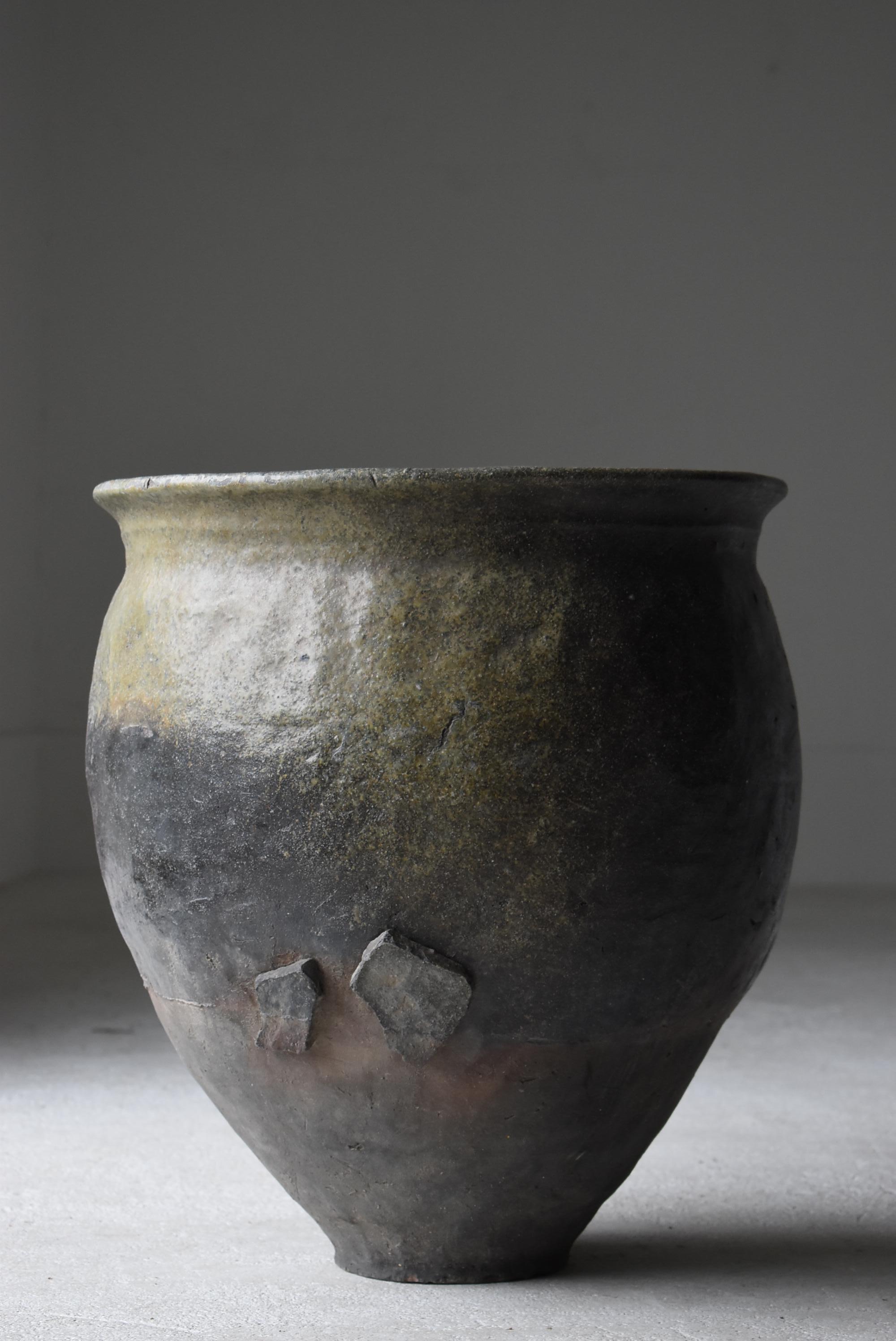 Japanese Old Pottery Edo Period 1750s-1860s/Antique Vessel Vase Wabisabi-Art 4
