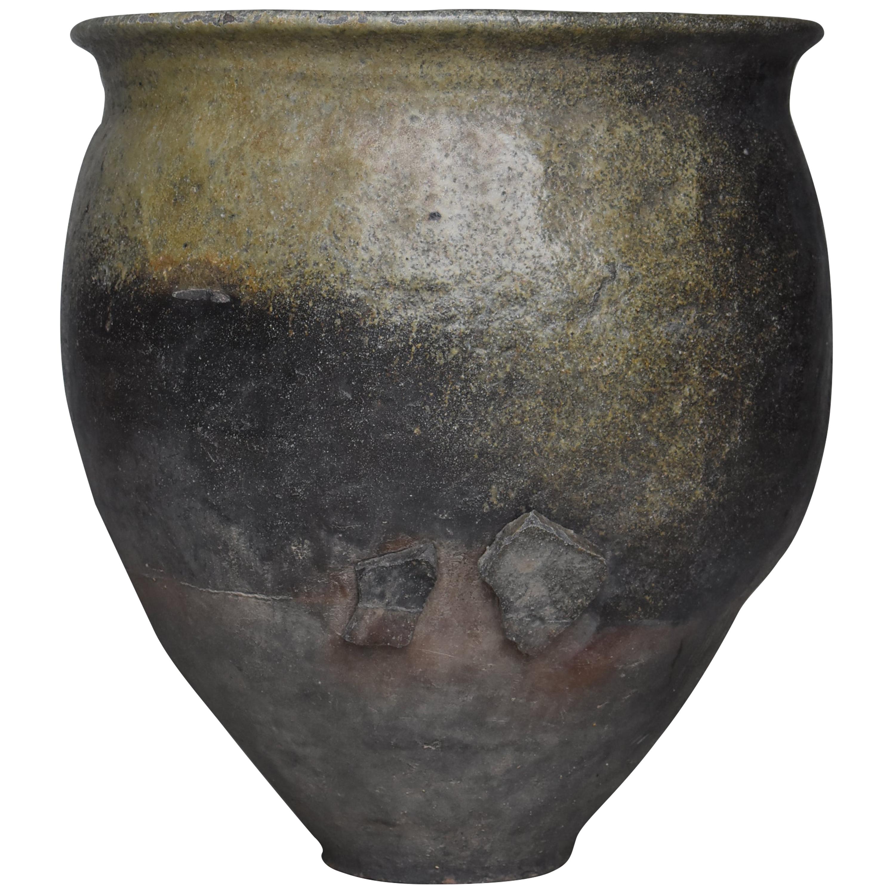Japanese Old Pottery Edo Period 1750s-1860s/Antique Vessel Vase Wabisabi-Art
