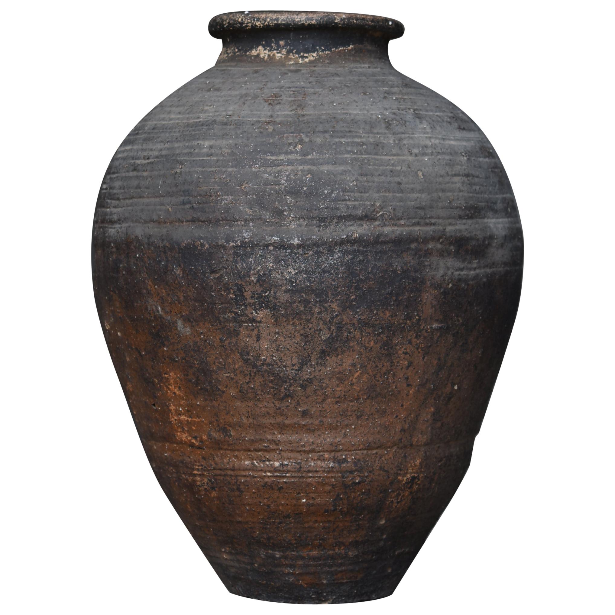 Japanese Old Pottery Edo Period 1800s-1900s/Antique Vessel Ceramic Flower Vase