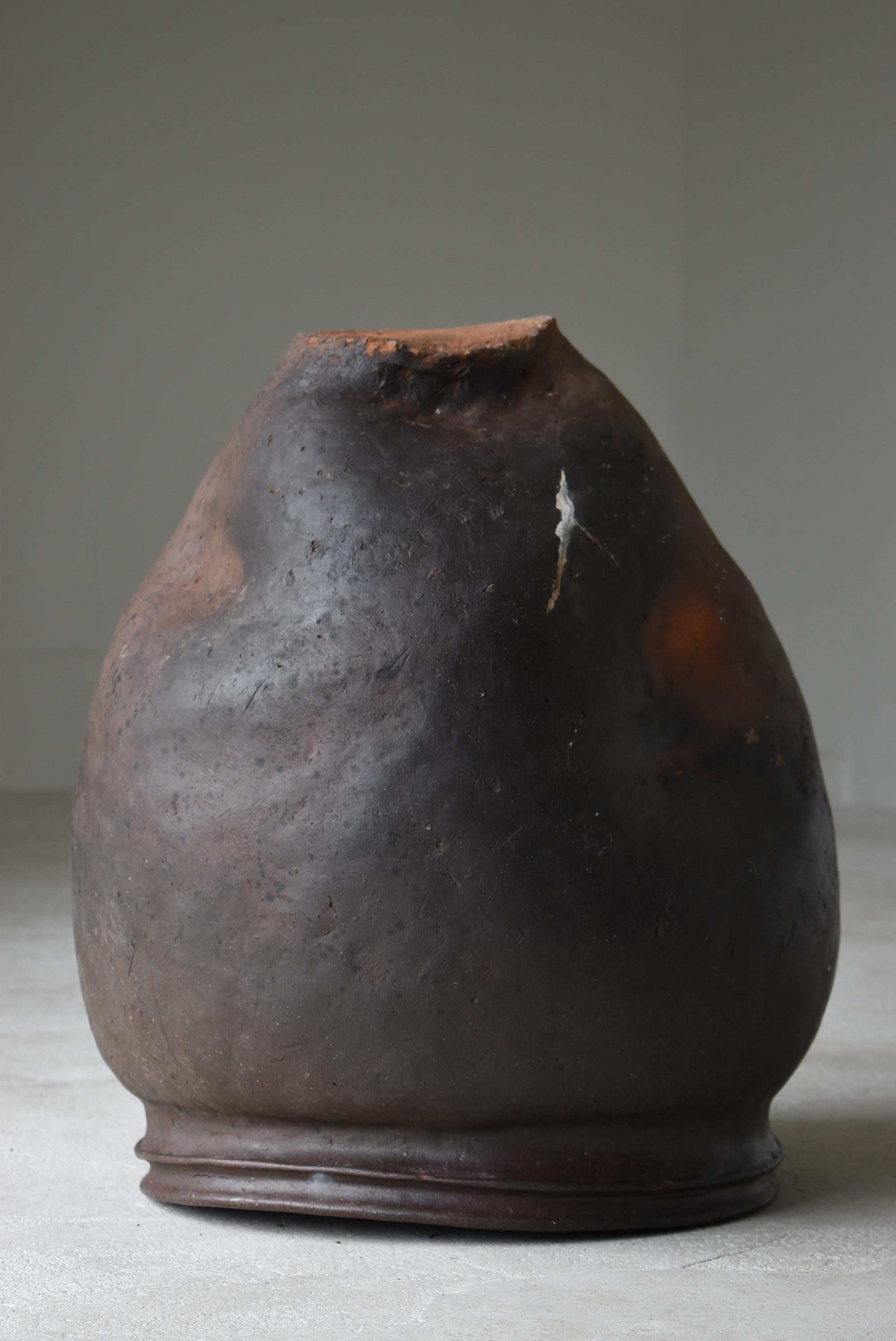 Japanese Old Pottery Tokoname 1700s-1800s/Antique Flower Vase Vessel Jar Ceramic For Sale 3