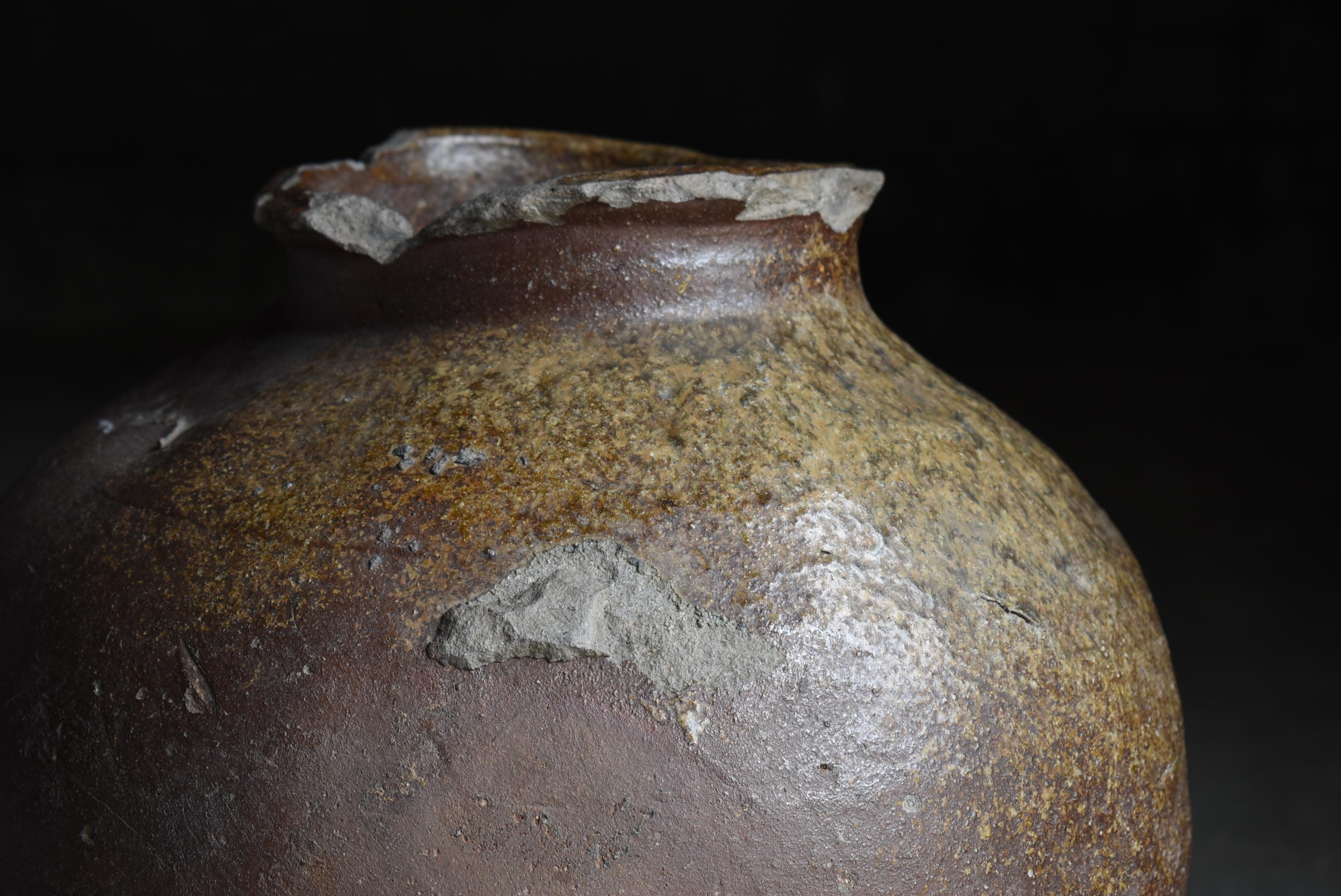 Japanese Old Pottery Tokoname 1700s-1800s/Antique Flower Vase Vessel Jar Tsubo 9