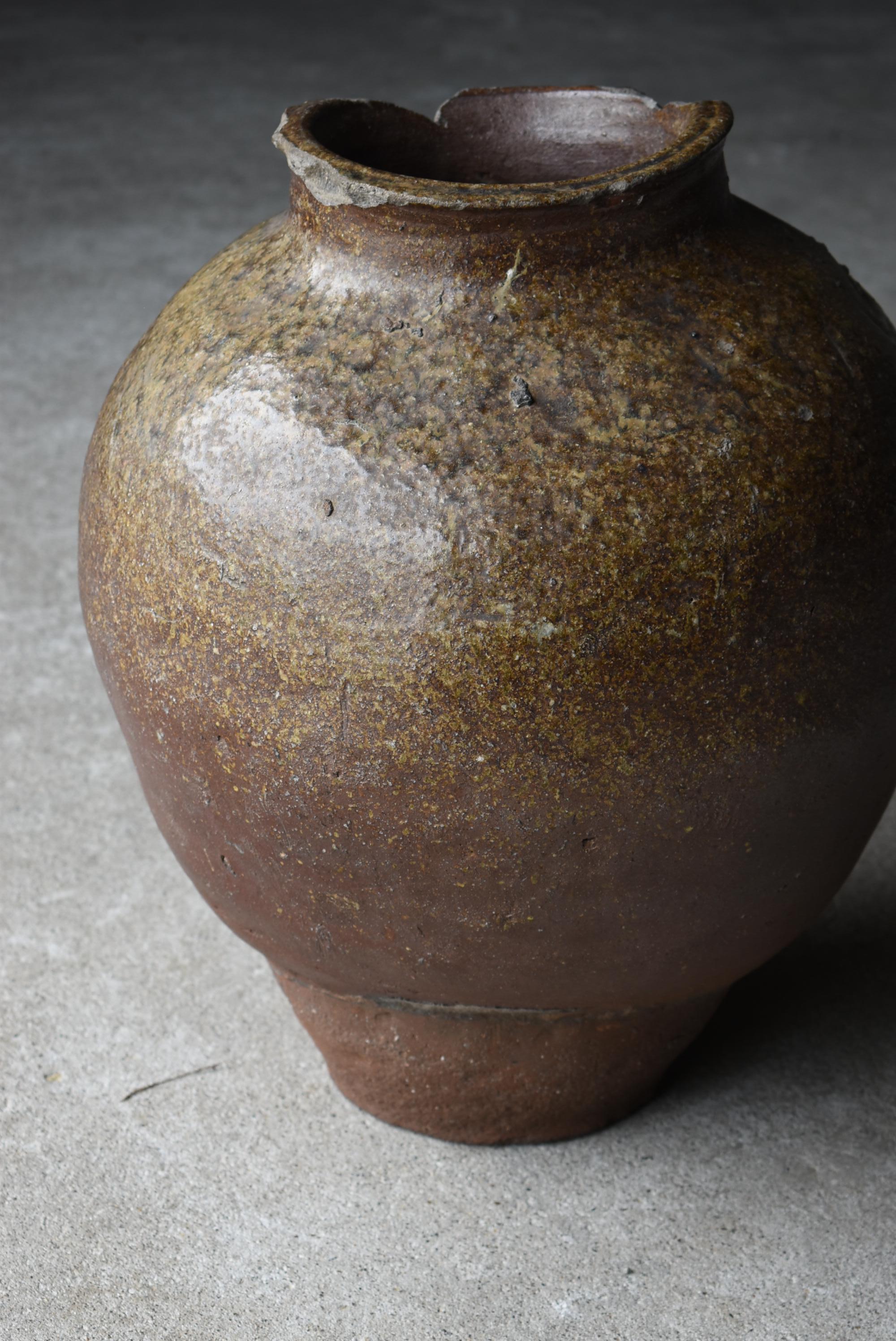 Japanese Old Pottery Tokoname 1700s-1800s/Antique Flower Vase Vessel Jar Tsubo 1
