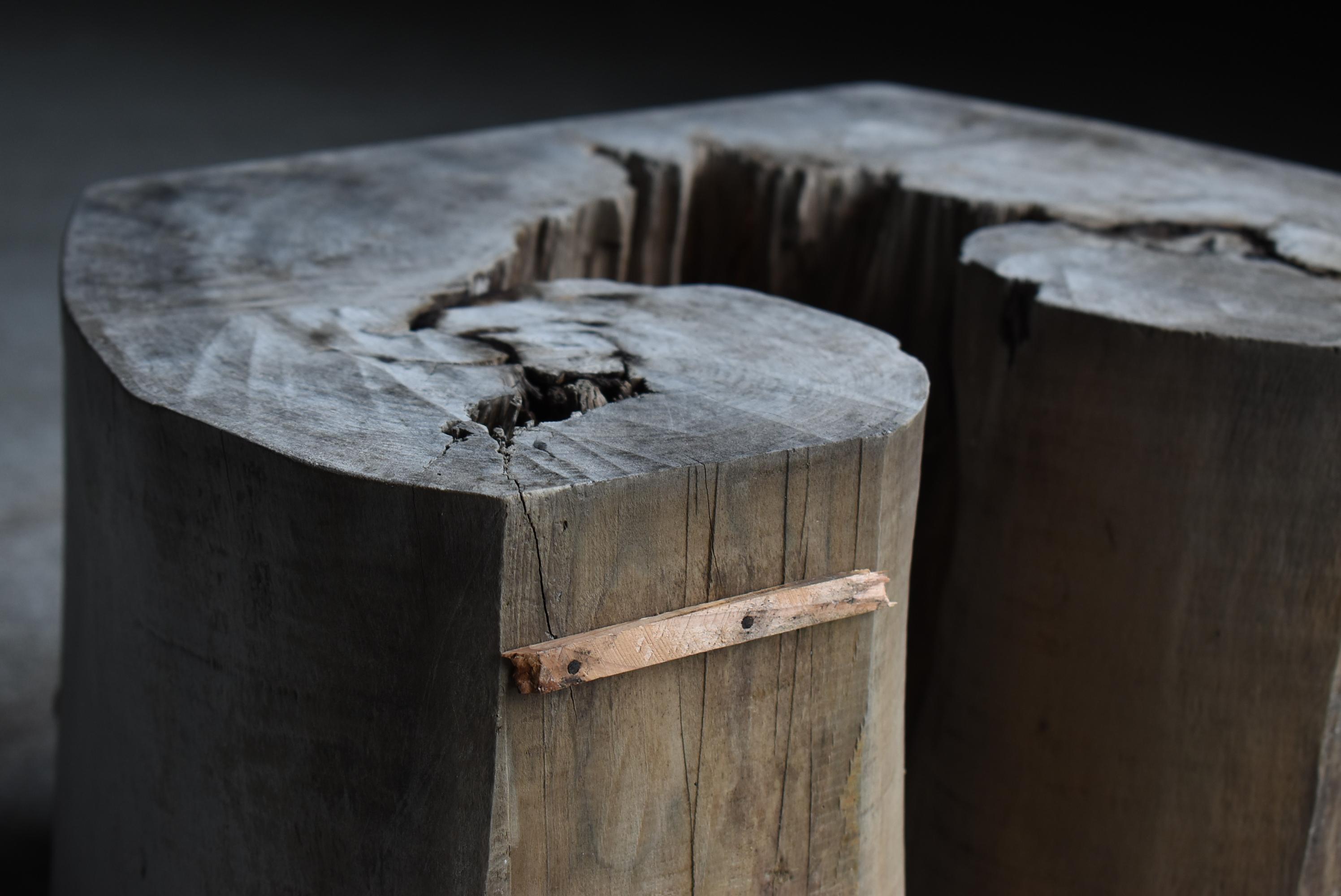 Ancienne chaise d'appoint japonaise primitive 1940s-1960s / Tabouret Présentoir Wabi Sabi en vente 5
