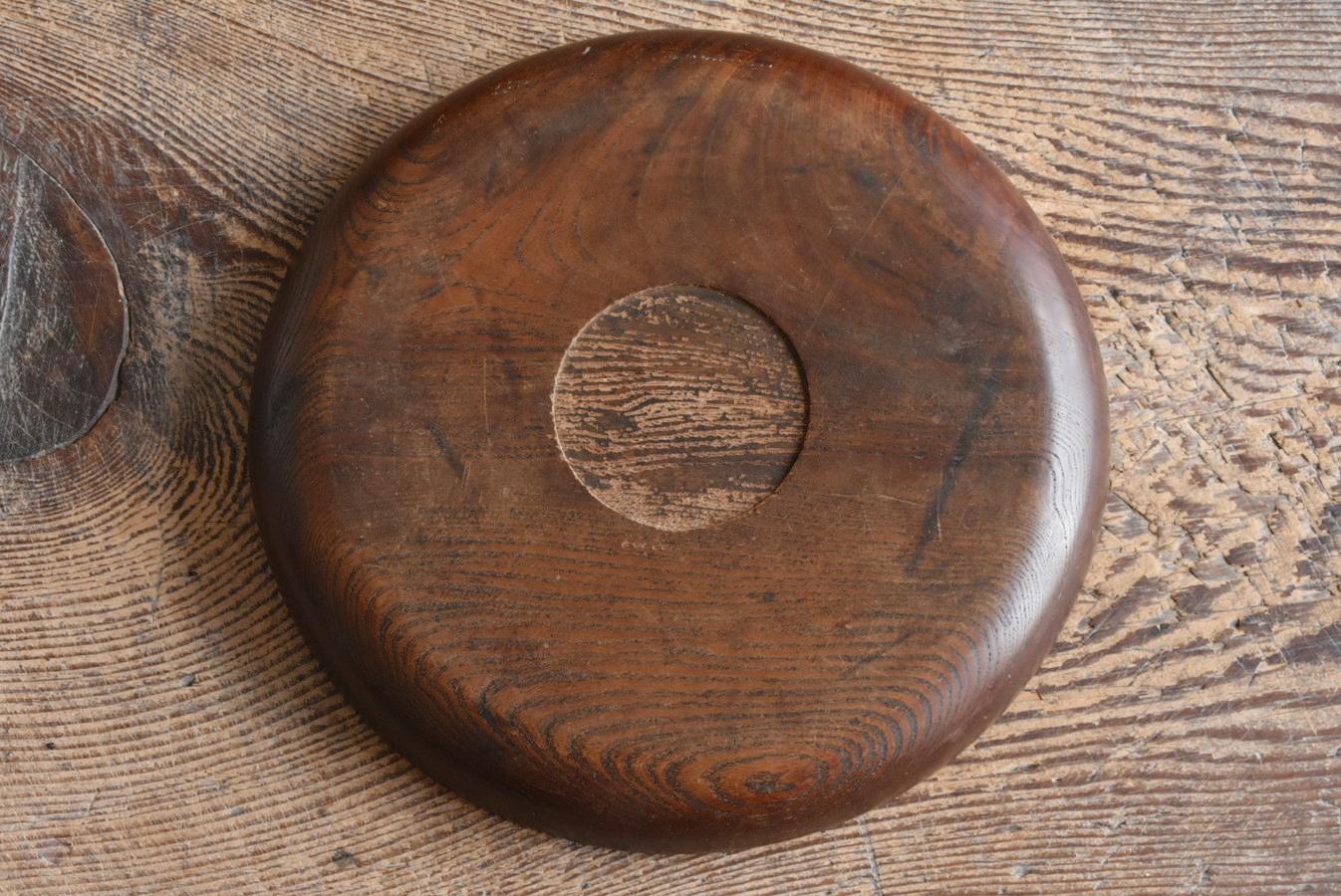 Japanese Old Round Tray with Beautiful Wood Grain/1930-1950/Showa Era 7