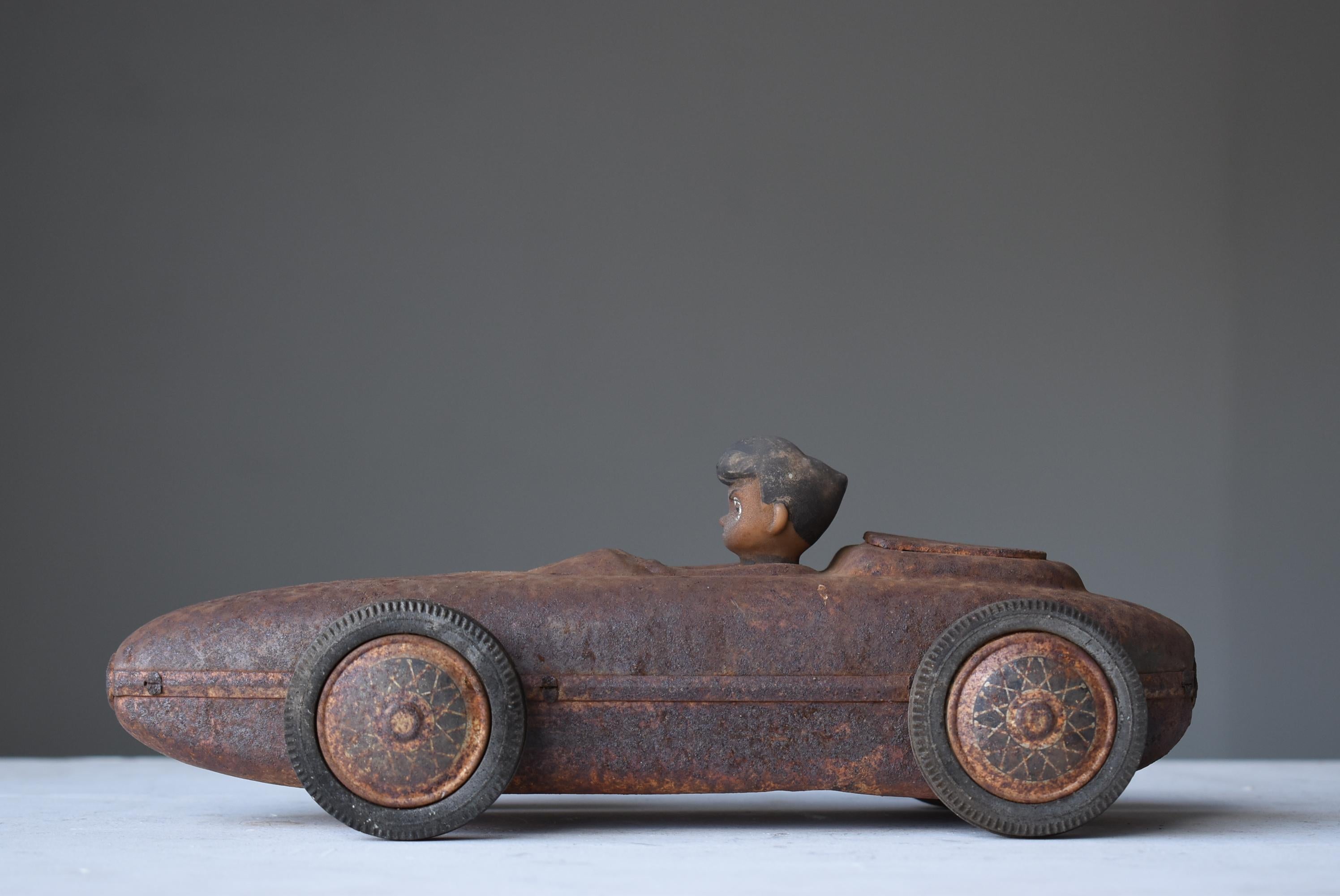 Metalwork Japanese Old Rusted Toy Car 1950s-1980s / Object Wabi Sabi For Sale