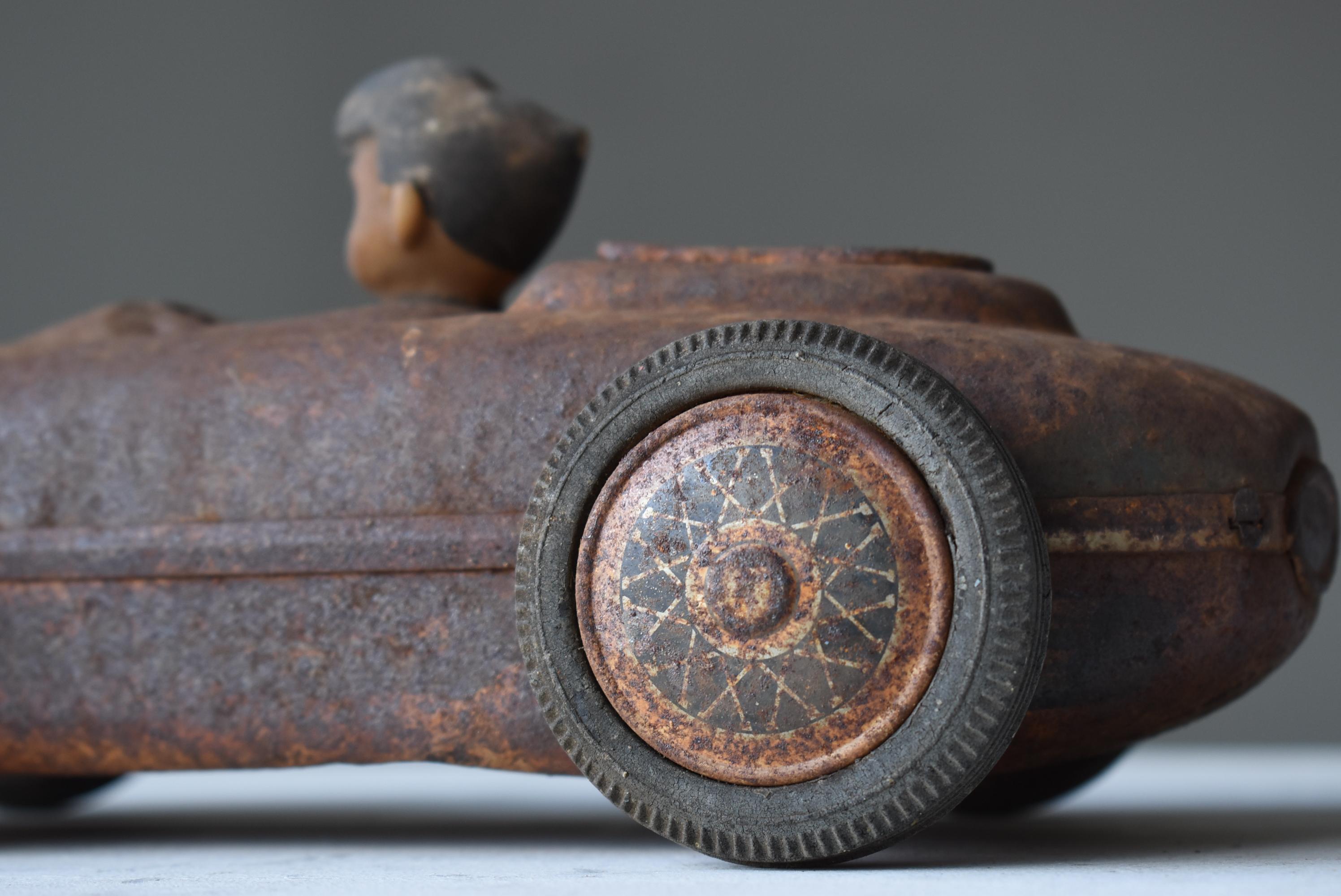 Tin Japanese Old Rusted Toy Car 1950s-1980s / Object Wabi Sabi For Sale
