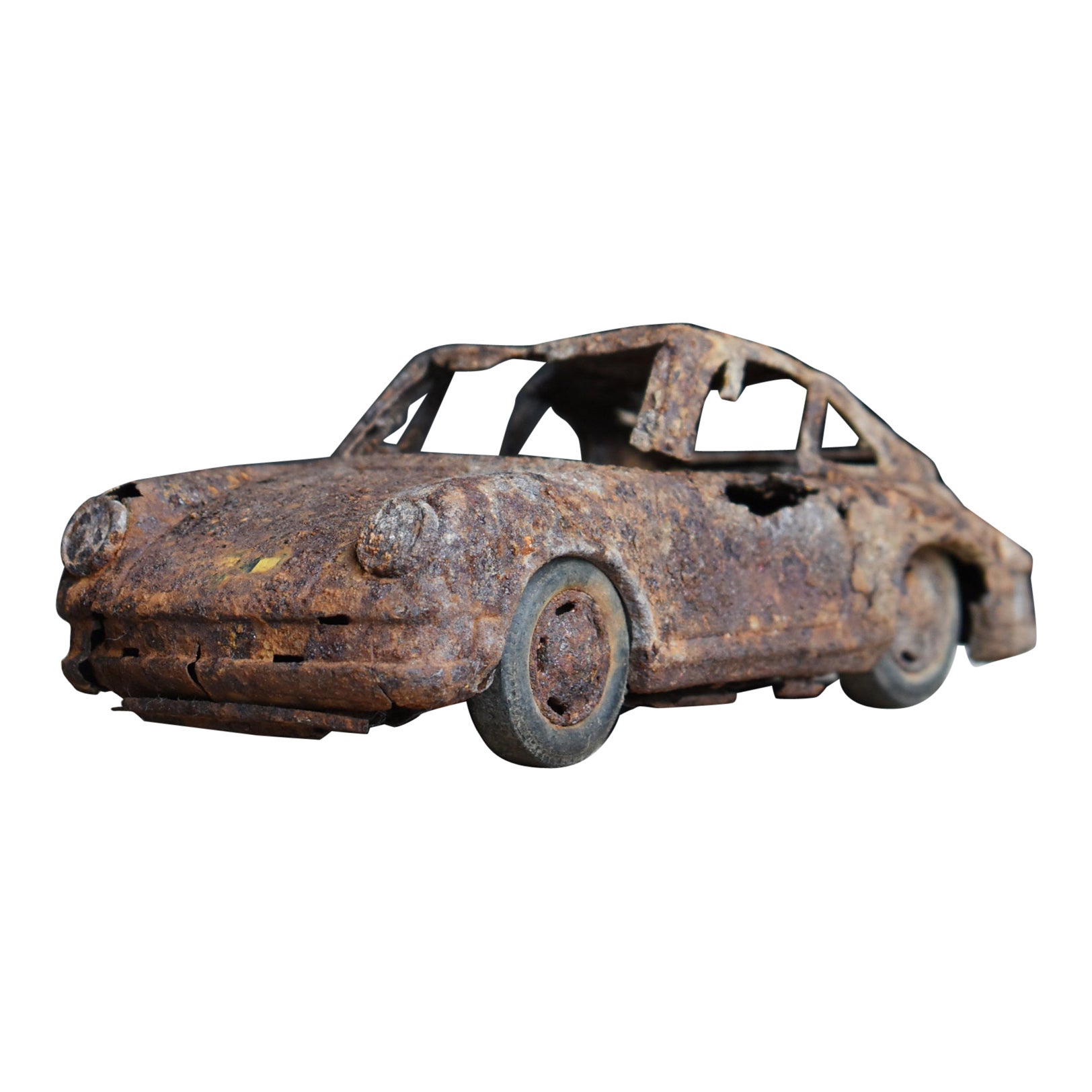 Japanese Old Rusted Toy Car "Porsche" 1960s-1980s / Figurine Wabisabi