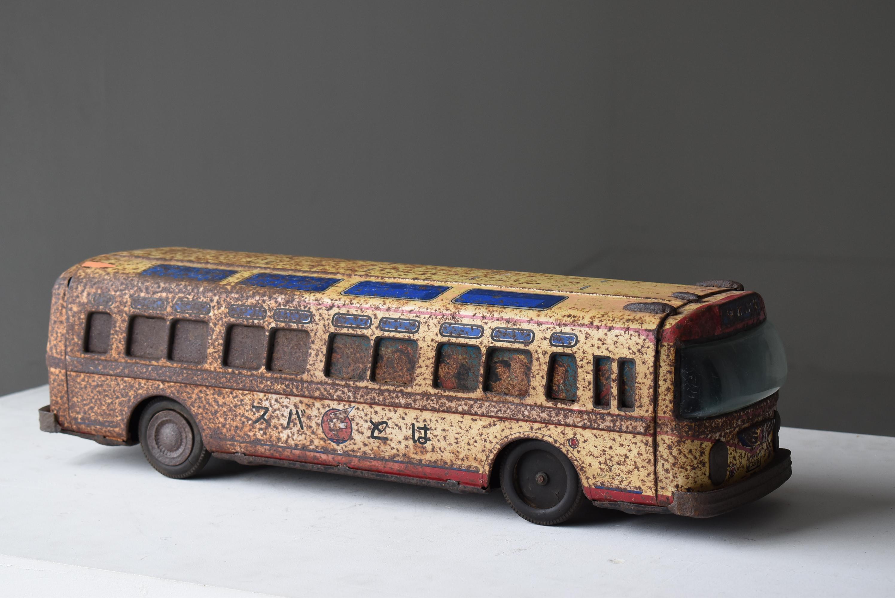Metalwork Japanese Old Rusty Toy Bus 1950s-1980s / Figurine Wabisabi