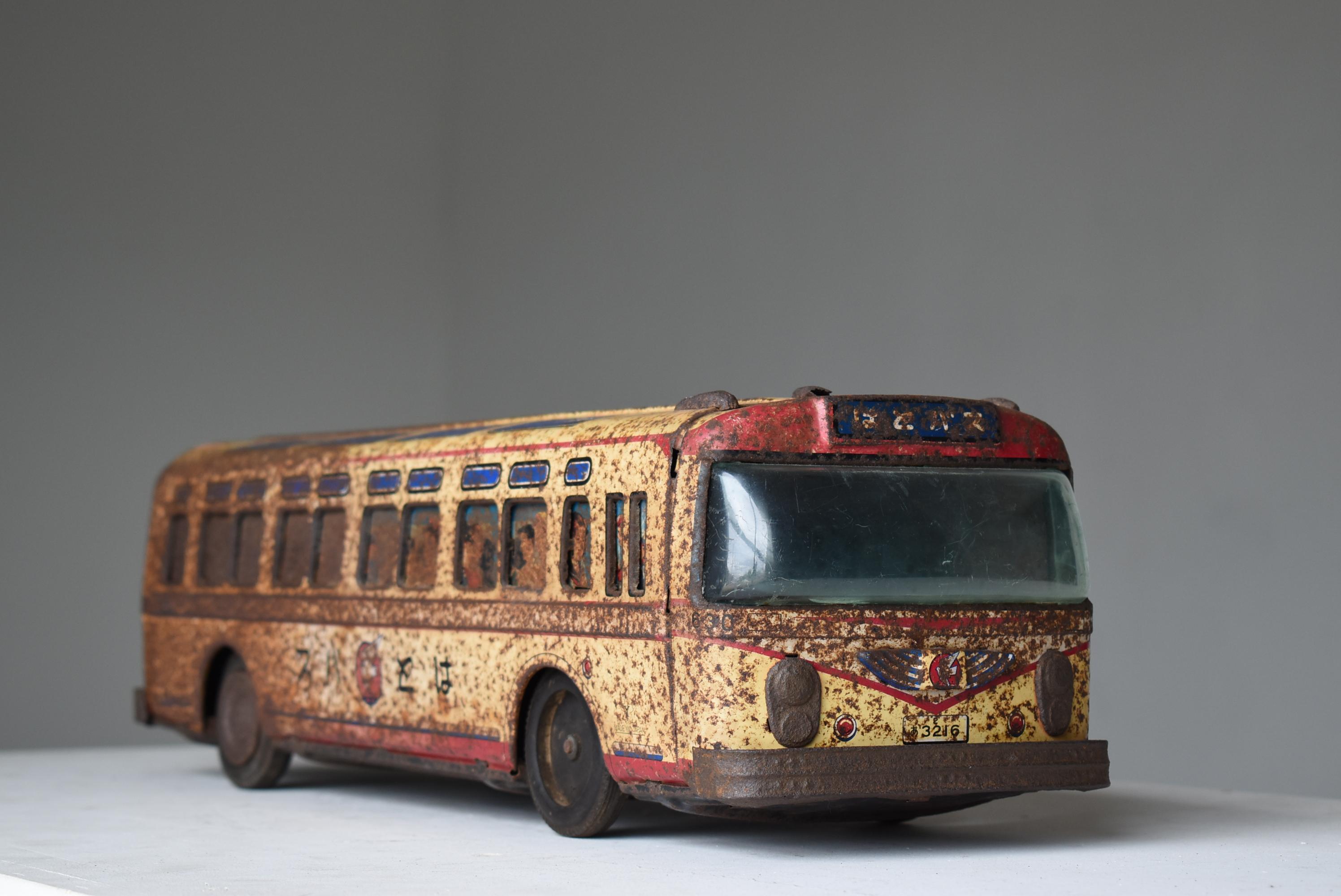 Tin Japanese Old Rusty Toy Bus 1950s-1980s / Figurine Wabisabi