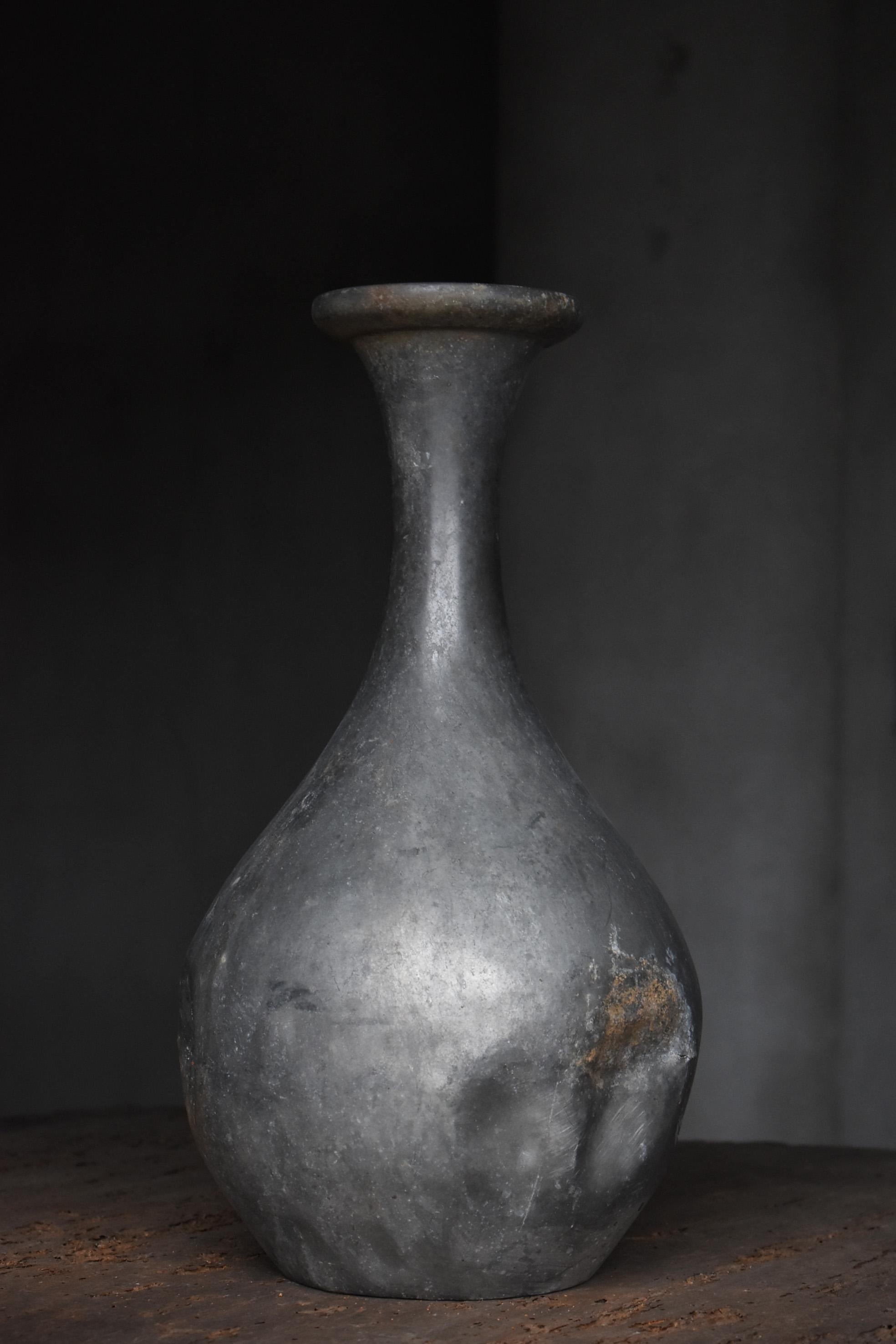 Edo Japanese antique Sake Bottle 1800s-1860s/Flower Vase Vessel Wabisabi art