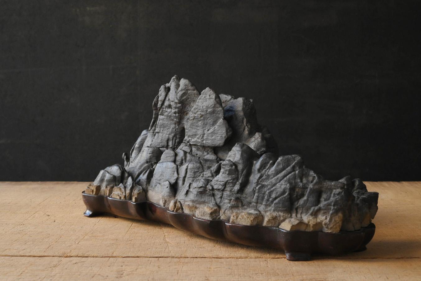 Taisho Japanese old scholar's stone/appreciated mountain stone/