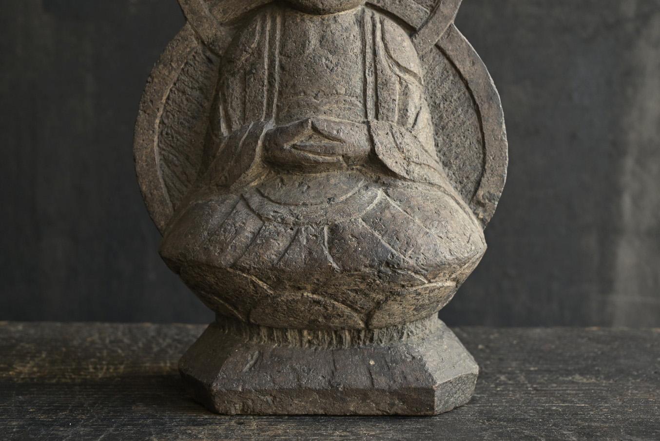 Granite Japanese old small stone Buddha/Edo period/Tathagata(Nyorai) Buddha statue
