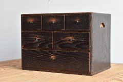 Antico cassetto giapponese in legno di piccole dimensioni / 1912-1950 / Custodia per accessori / Taisho-Showa