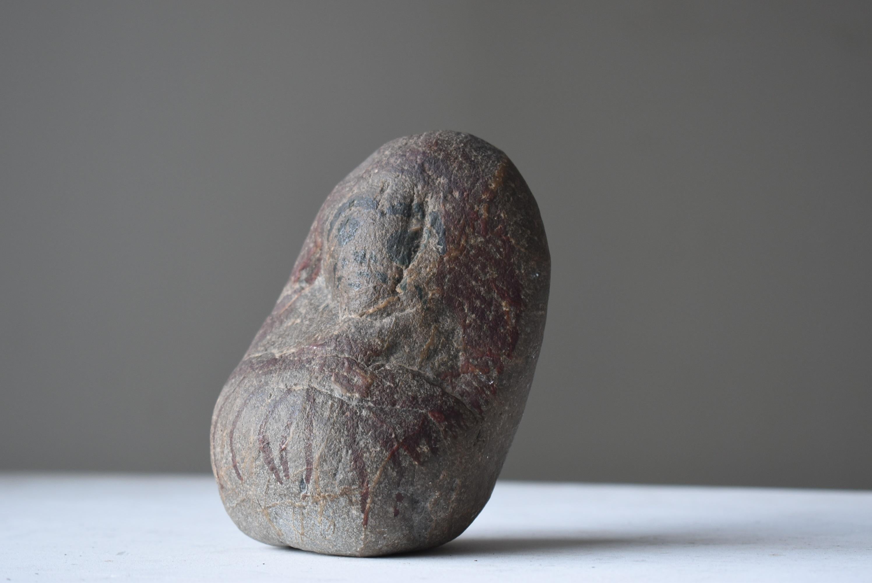 Early 20th Century Japanese Old Stone Daruma 1920s-1940s/Folk Buddha Sculpture Object Mingei