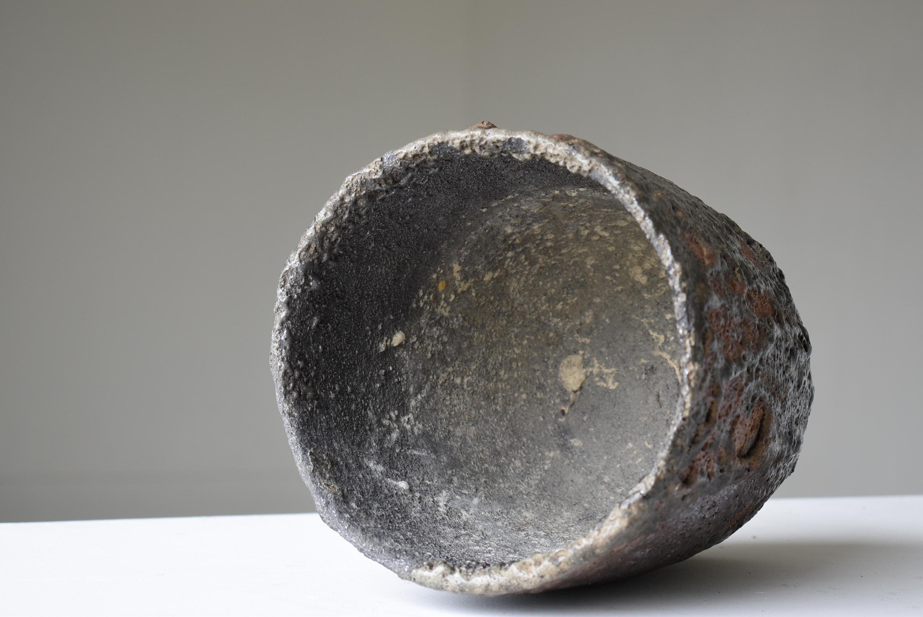 Japanese Old Stone Pot 1920s-1950s/Pottery Jar Vessel Tsubo Wabisabi-Art Ceramic 4