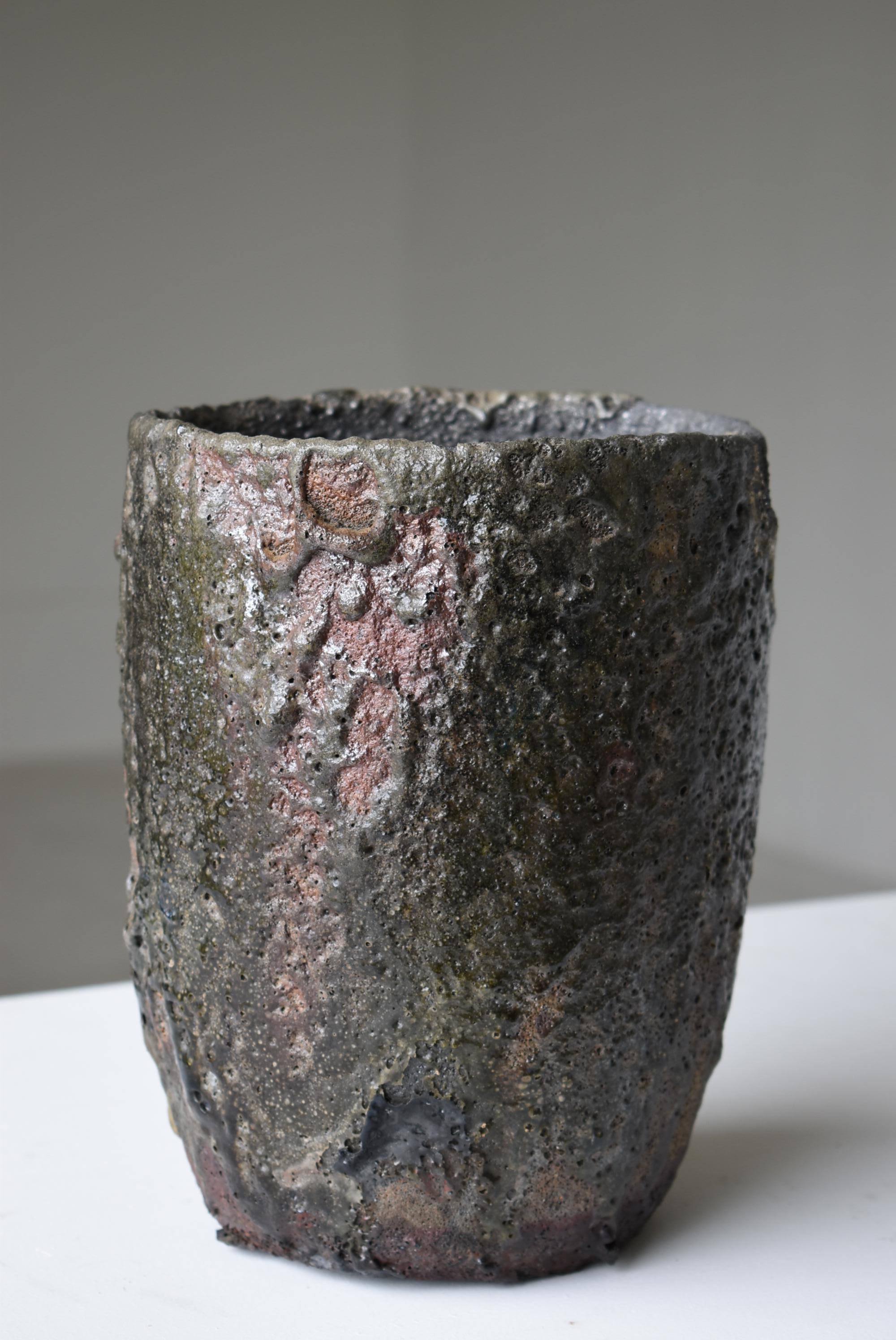 Japanese Old Stone Pot 1920s-1950s/Pottery Jar Vessel Tsubo Wabisabi-Art Ceramic 2