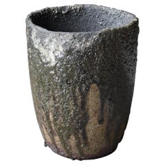 Japanese Old Stone Pot 1920s-1950s/Pottery Jar Vessel Tsubo Wabisabi-Art Ceramic