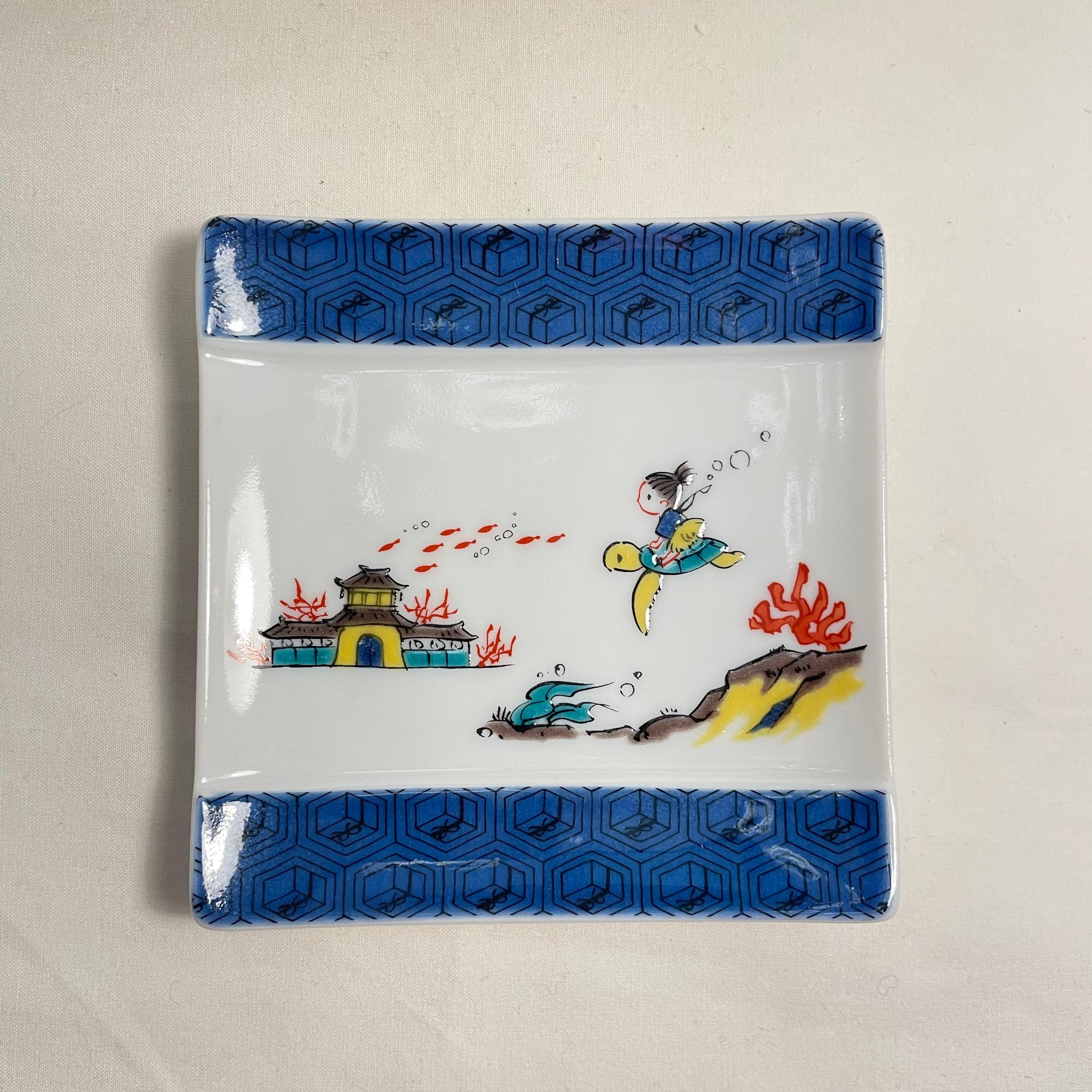 Showa Japanese Old Stories 4 plates Kutani Ware 1990s