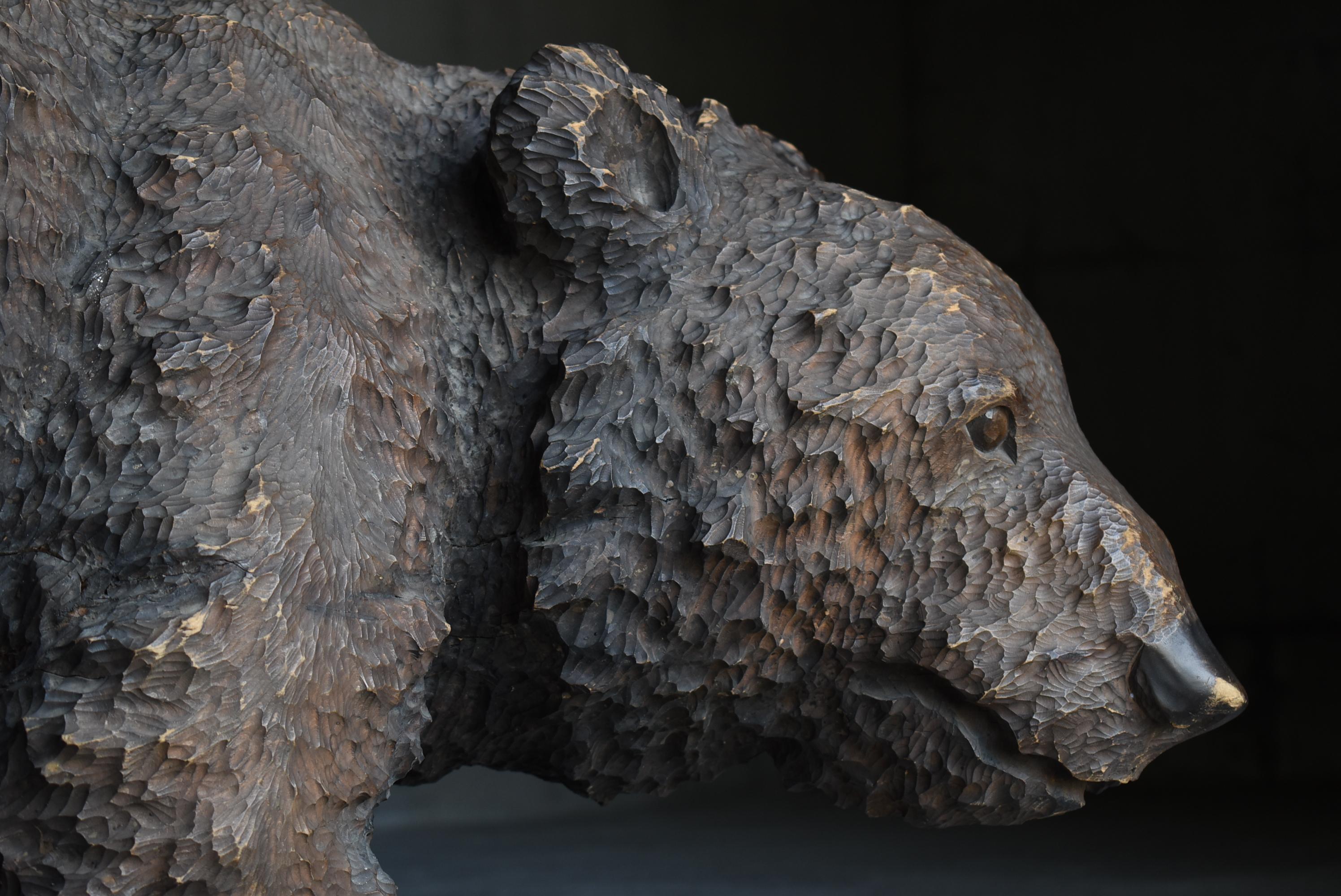 Japanese Old Super Large Bear 1950s-1970s / Wood Carving Sculpture Mingei 9