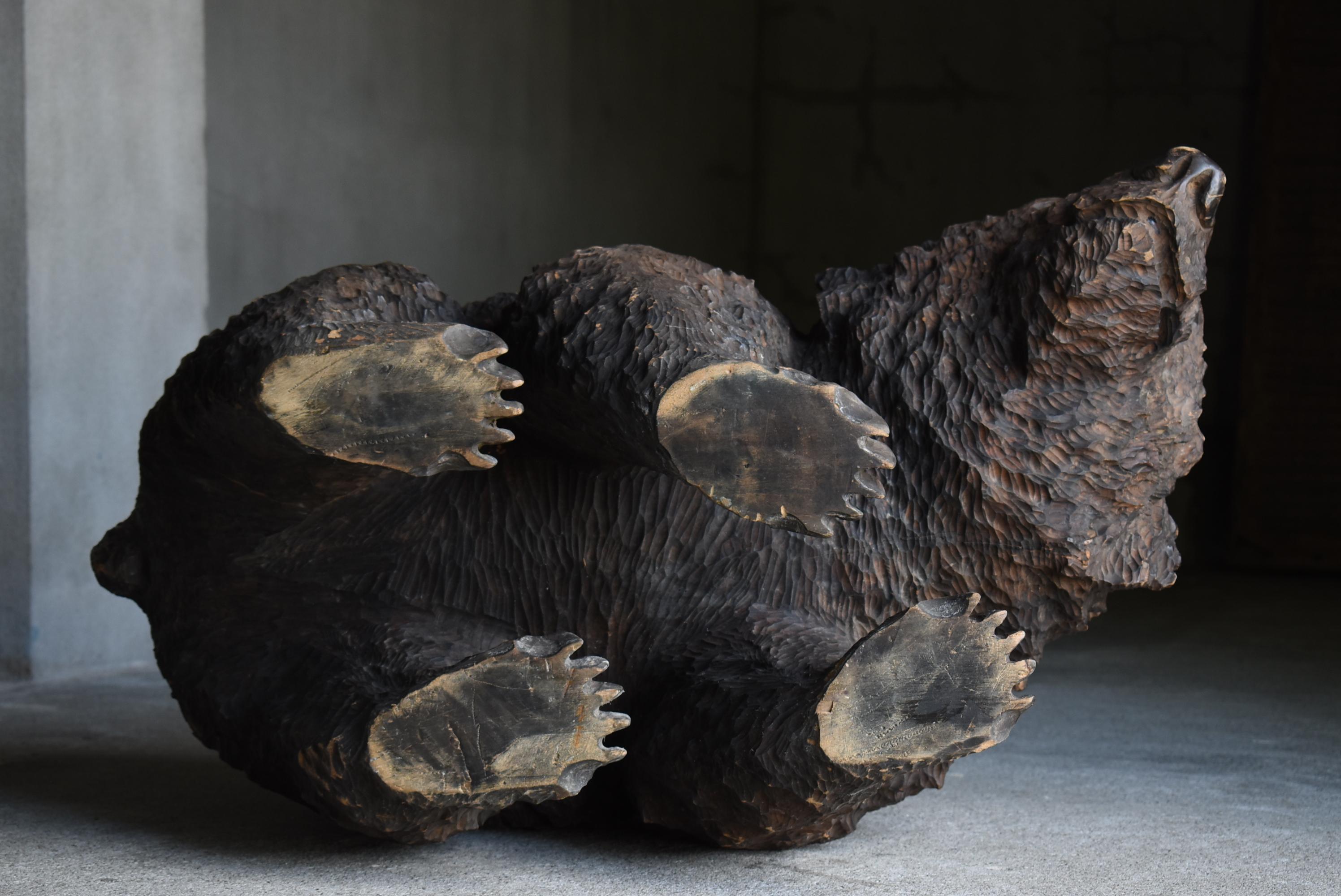 Japanese Old Super Large Bear 1950s-1970s / Wood Carving Sculpture Mingei 11