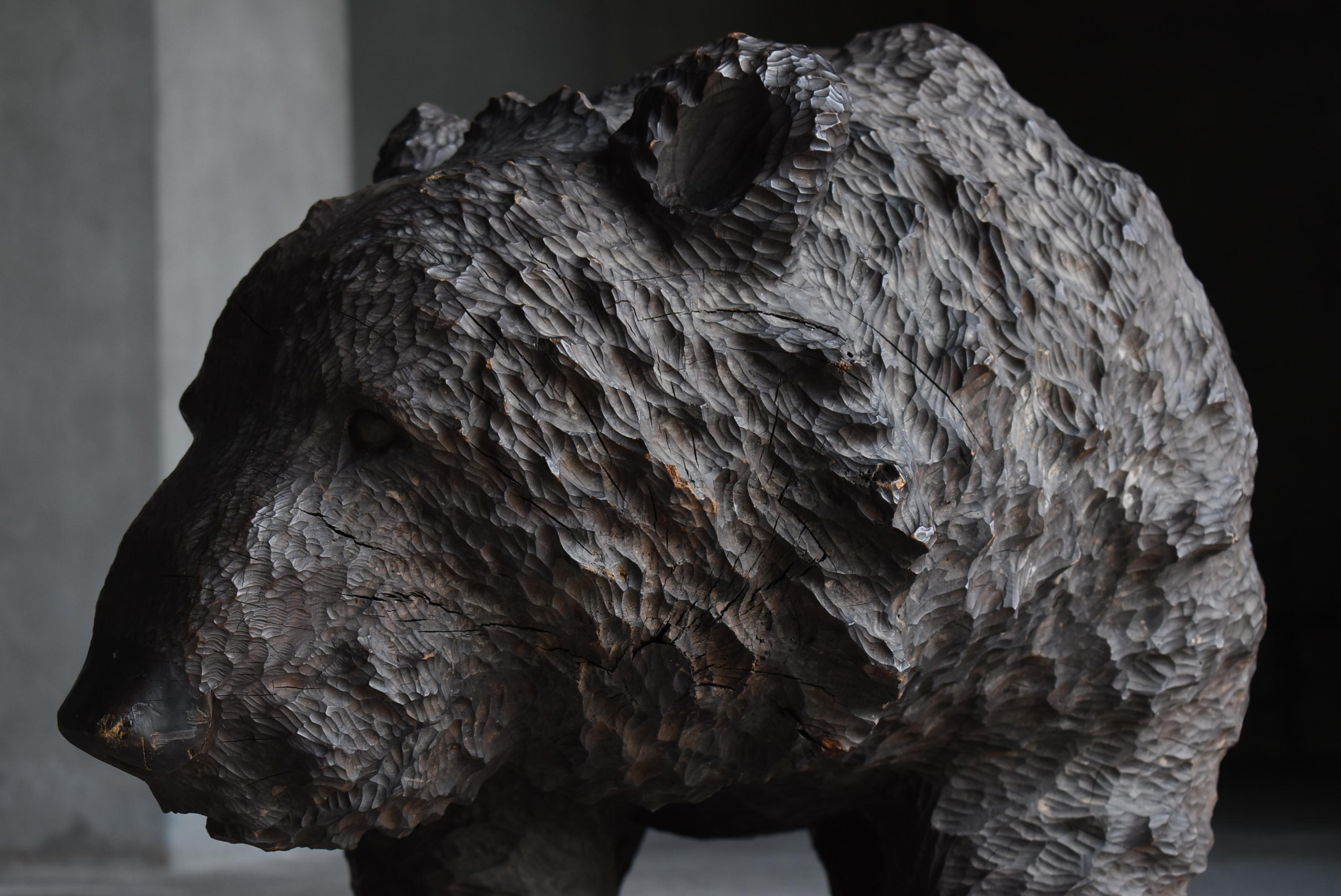 Japanese Old Super Large Bear 1950s-1970s / Wood Carving Sculpture Mingei 1