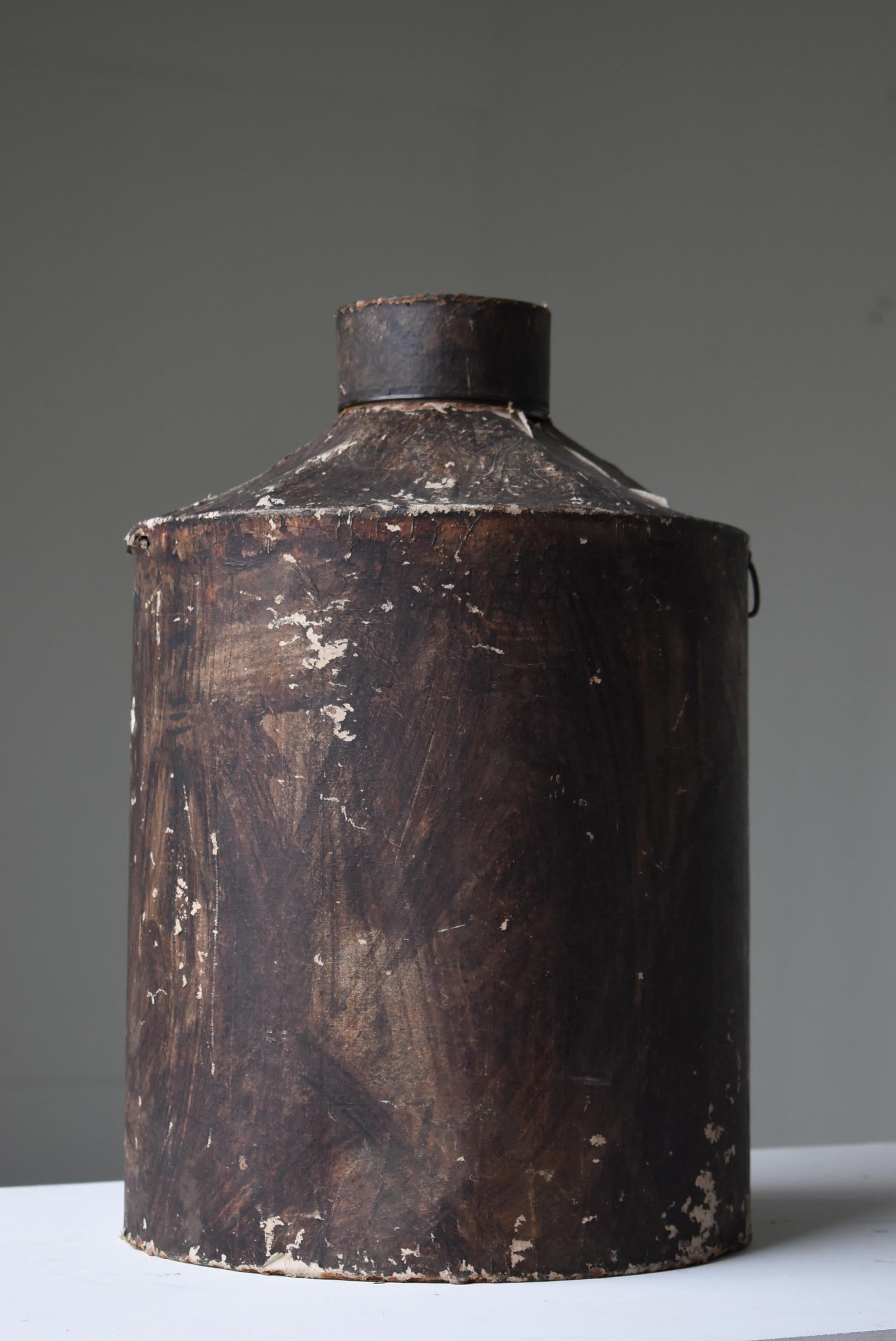 20th Century Japanese Old Tin Bottle 1900s-1940s/Antique Flower Vase Vessel Wabisabi Art