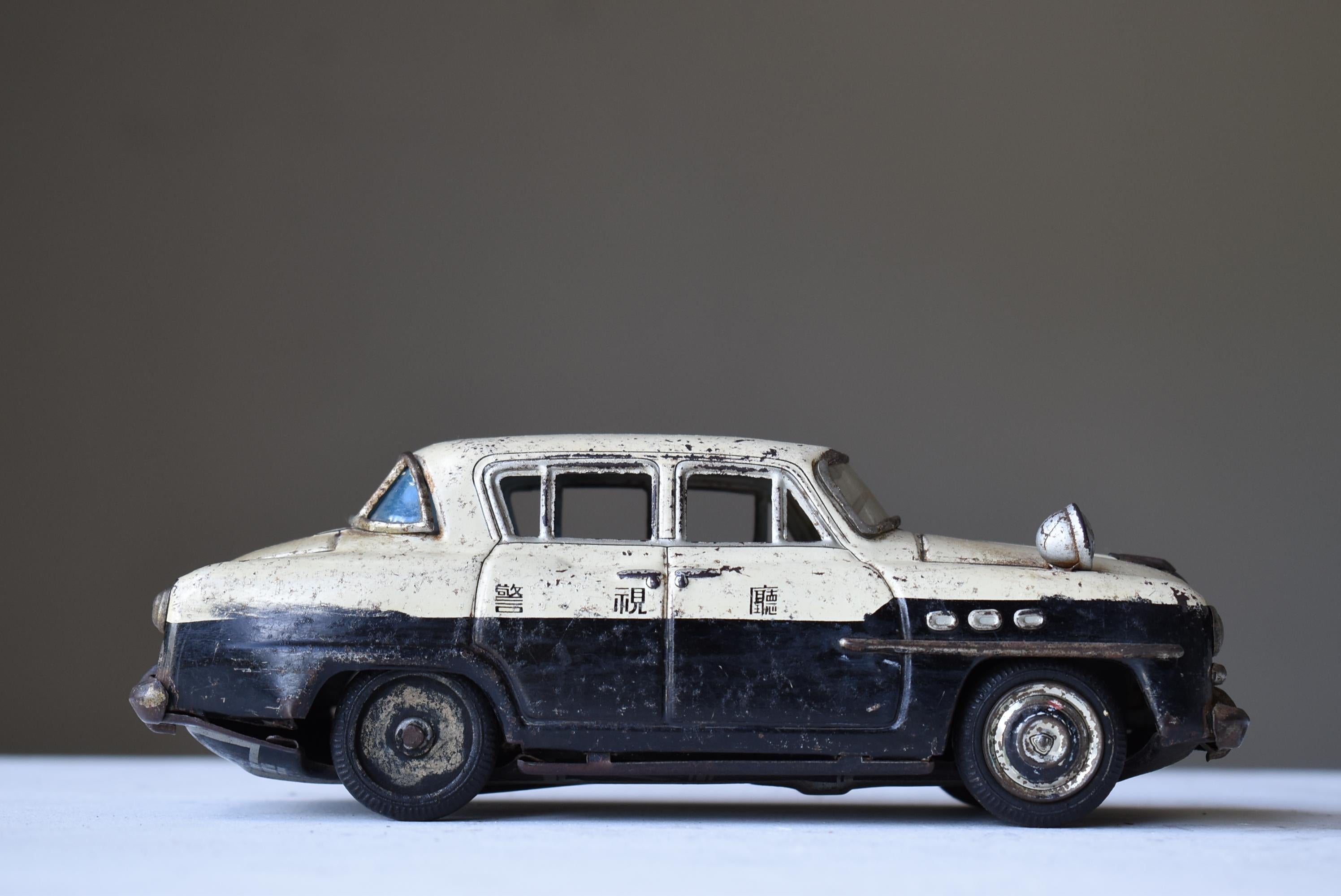 Japanese Old Toy Police Car 1950s-1980s / Figurine Object Wabi Sabi 5